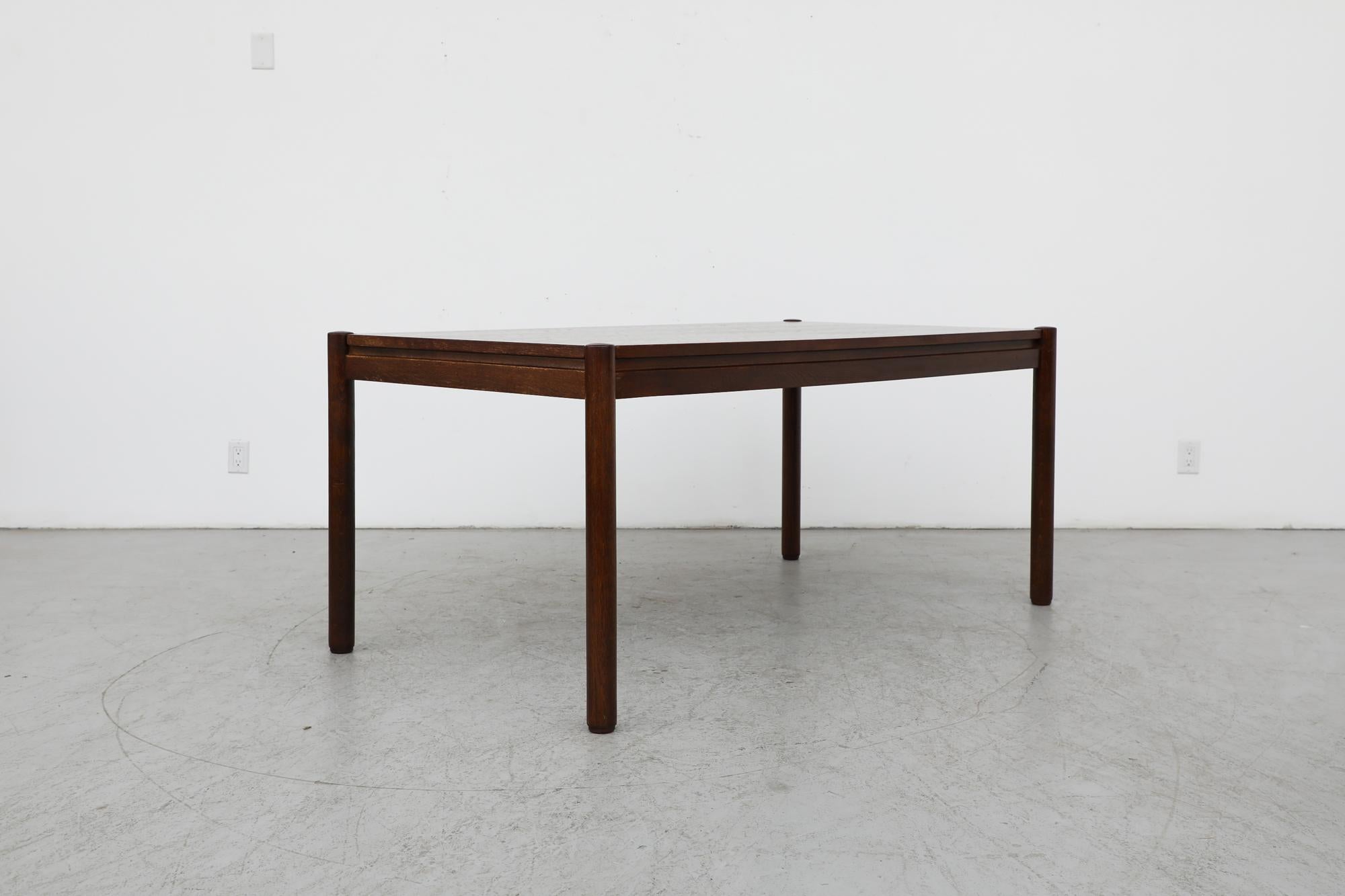 Mid-20th Century Vico Magistretti Style Dark Oak Dining Table with Rounded Legs