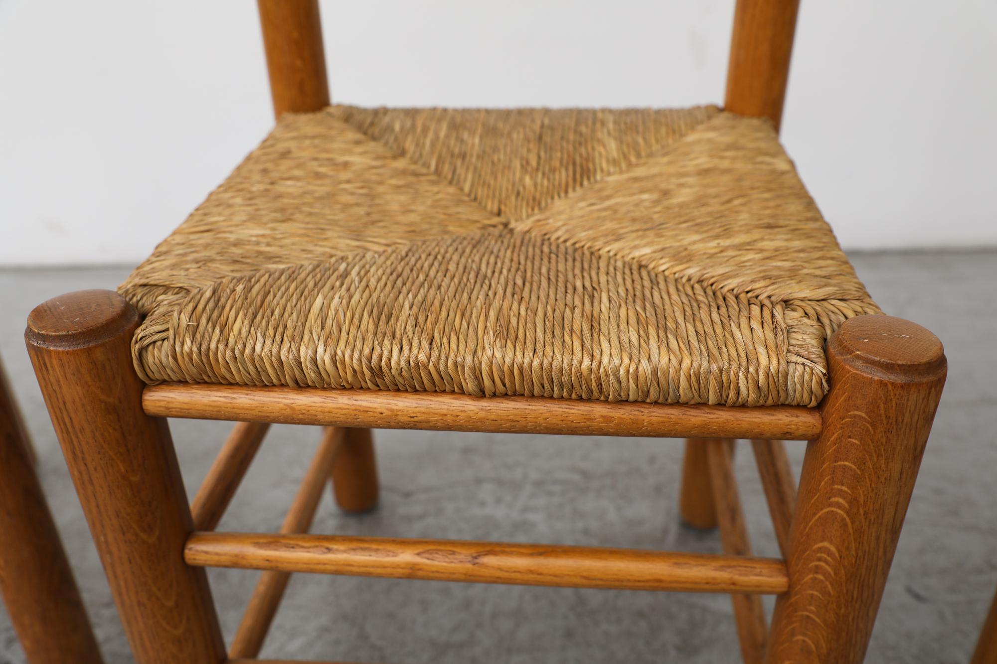 Chaise de salle à manger à trône en chêne et jonc unique de style Vico Magistretti en vente 6