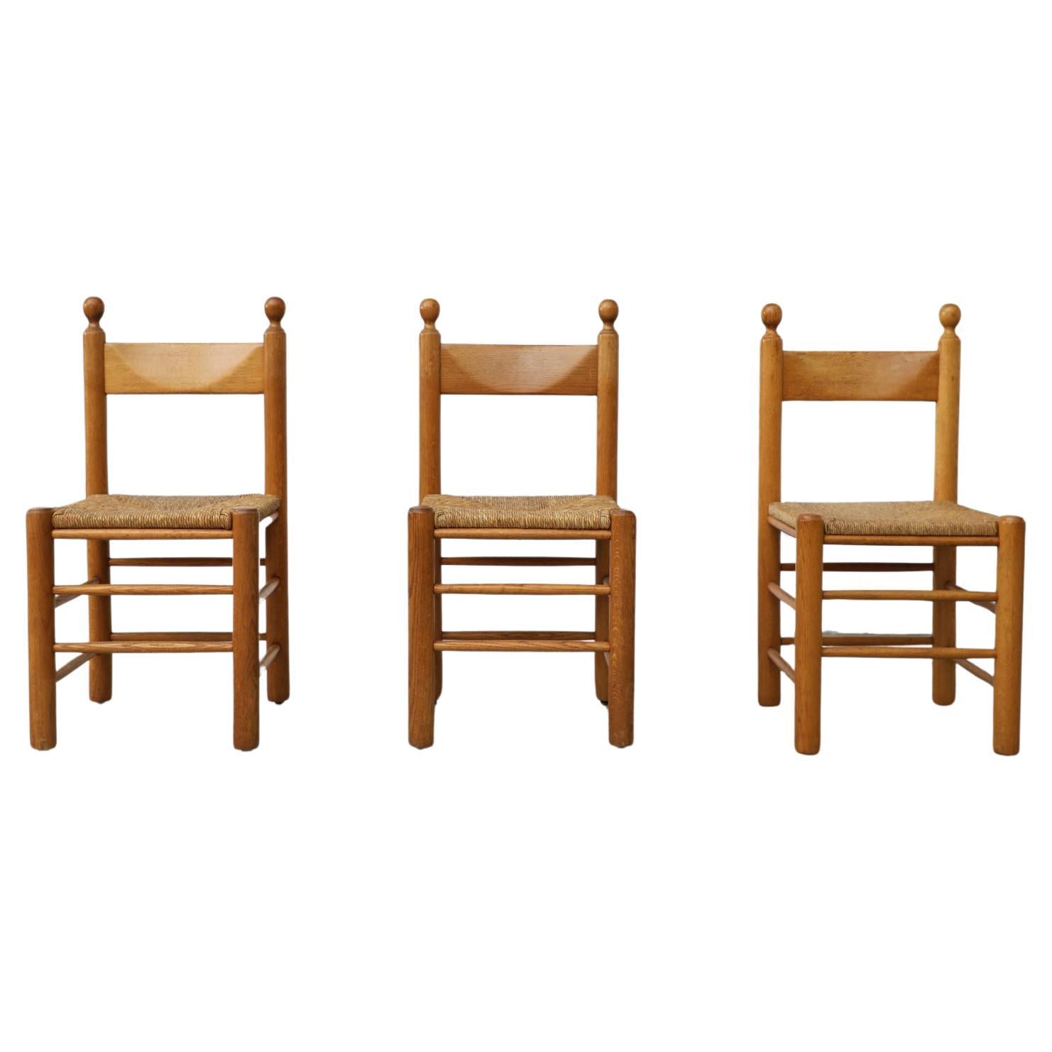 Single Vico Magistretti Style Oak & Rush Throne Dining Chair For Sale