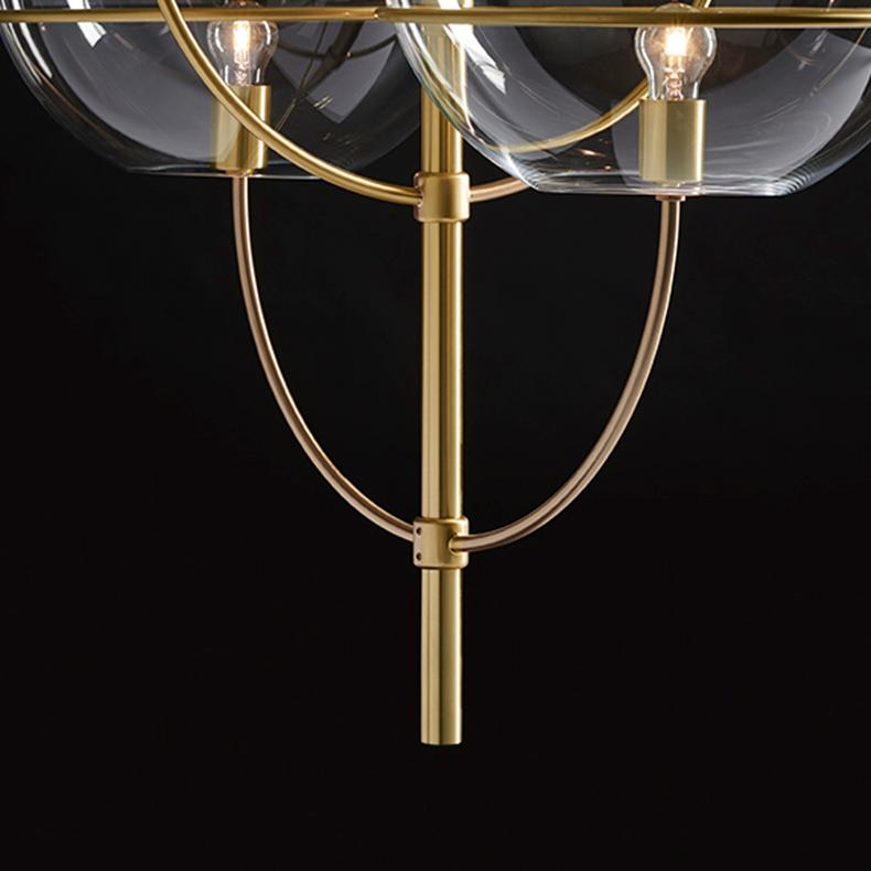 Italian Vico Magistretti Suspension Lamp 'Lyndon' Satin Gold by Oluce
