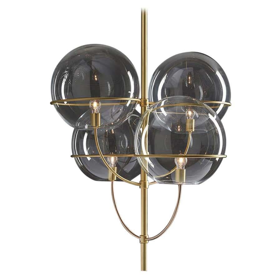 Vico Magistretti Suspension Lamp 'Lyndon' Satin Gold by Oluce In New Condition For Sale In Barcelona, Barcelona