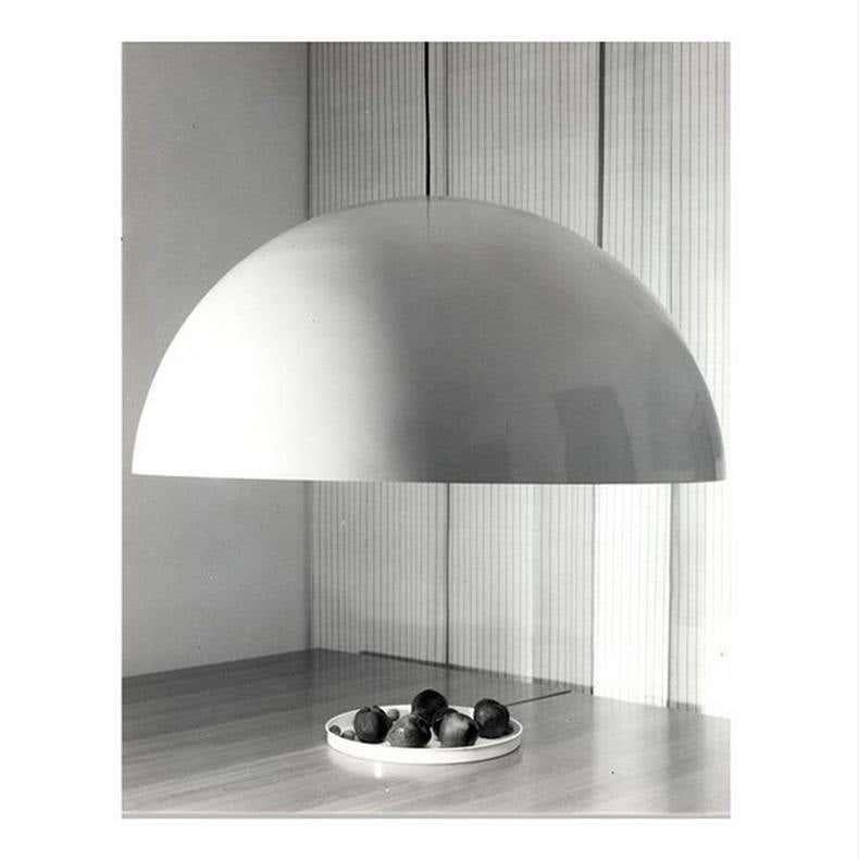 Contemporary Vico Magistretti Suspension Lamp 'Sonora' 493 Opaline by Oluce For Sale