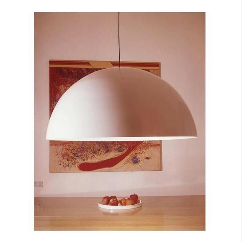 Italian Vico Magistretti Suspension Lamp 'Sonora' 493 Painted White by Oluce