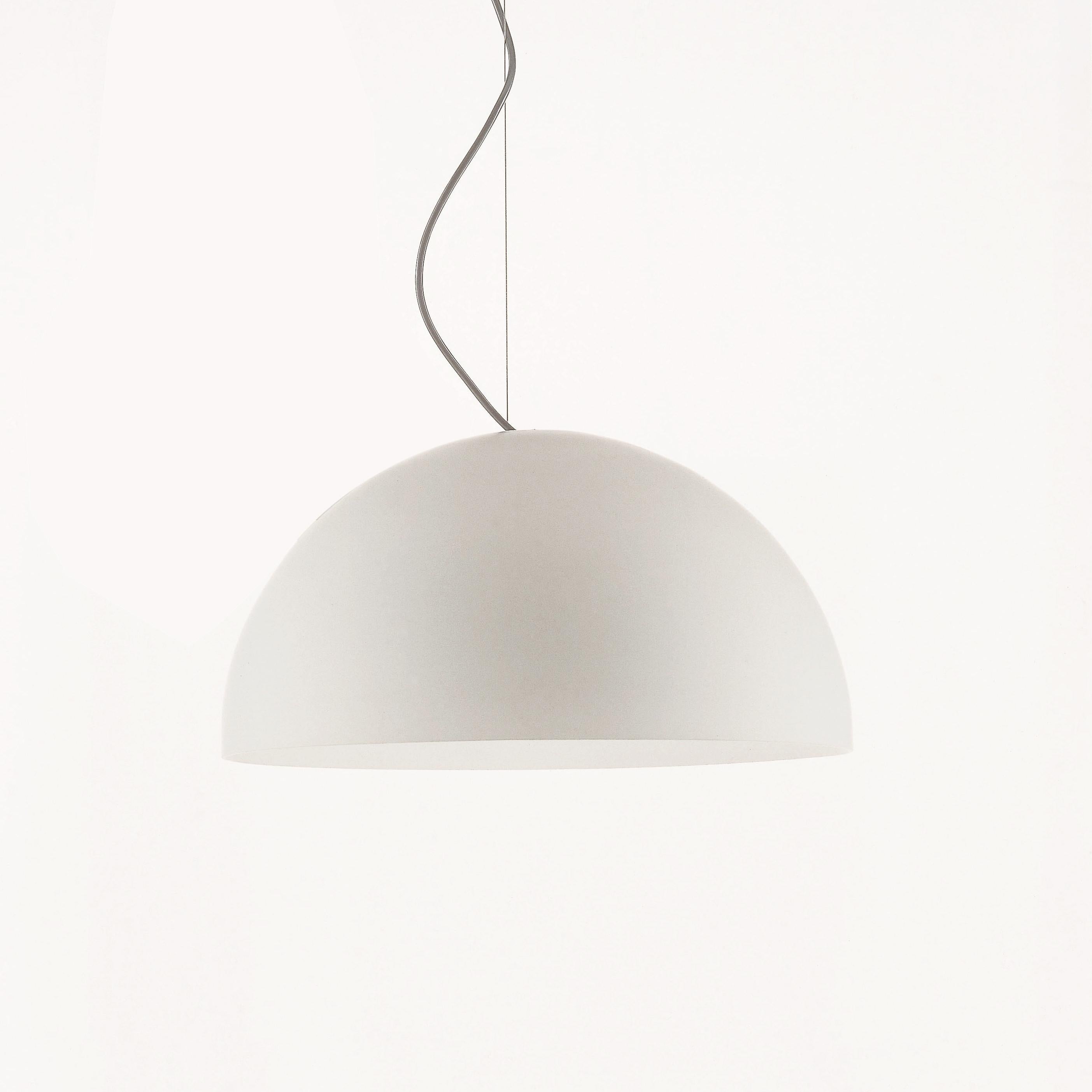 Italian Vico Magistretti Suspension Lamps 'Sonora' Large White Opaline Glass by Oluce For Sale