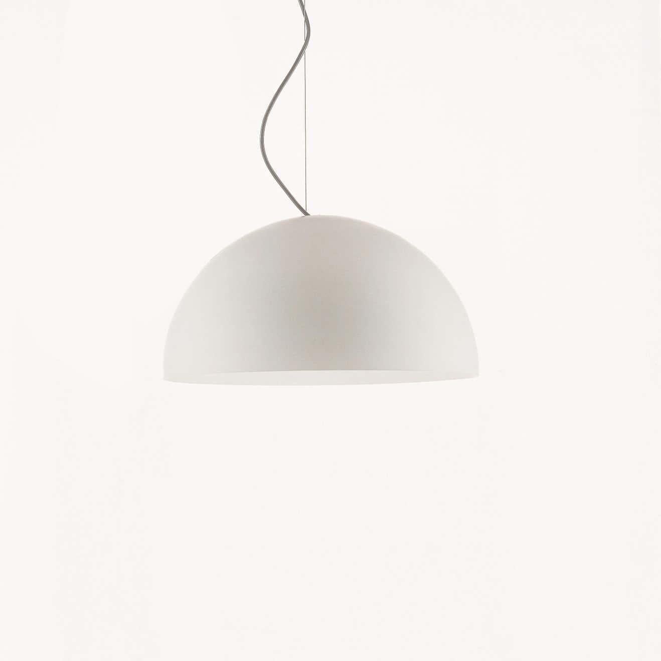 Contemporary Vico Magistretti Suspension Lamps 'Sonora' Large White Opaline Glass by Oluce For Sale