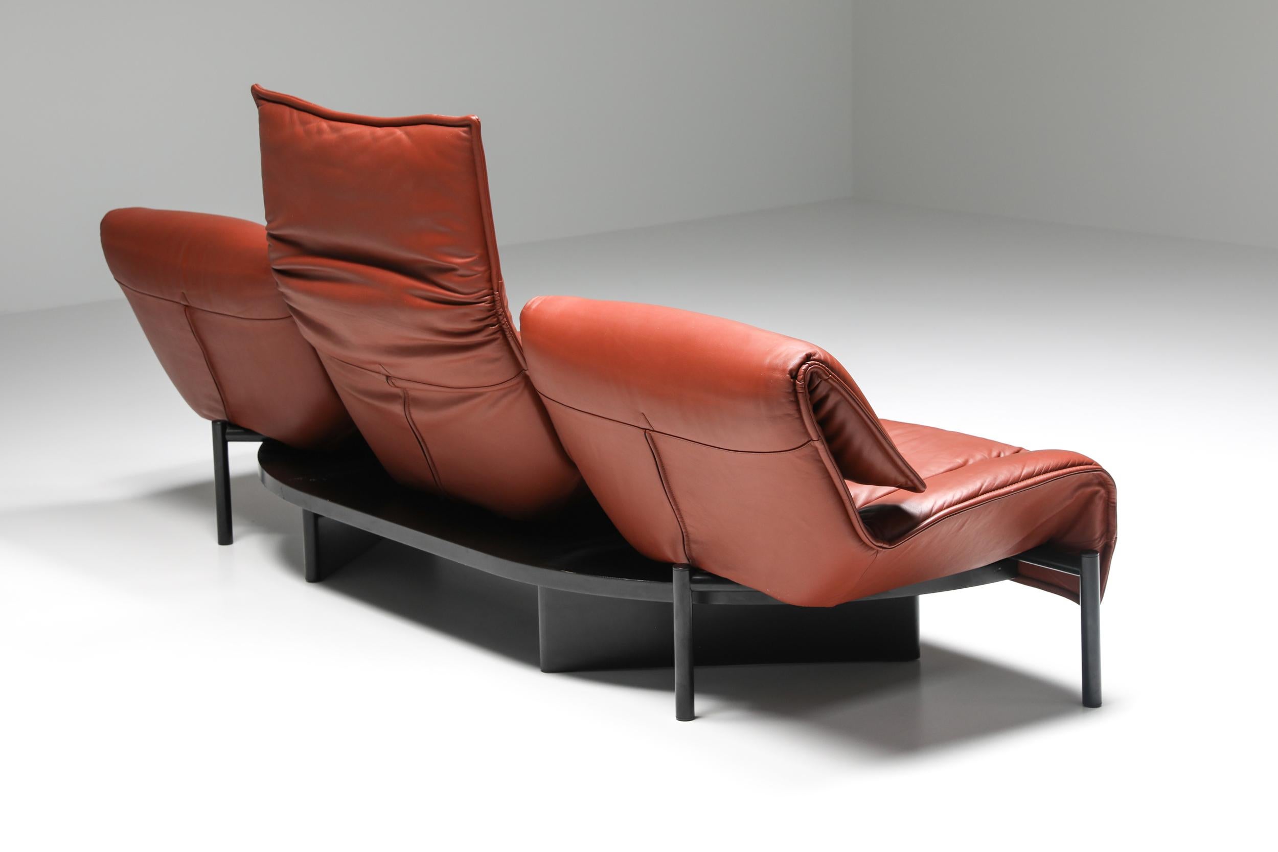 Late 20th Century Vico Magistretti Veranda Sofa for Cassina, Italian Design, Leather, 1970's