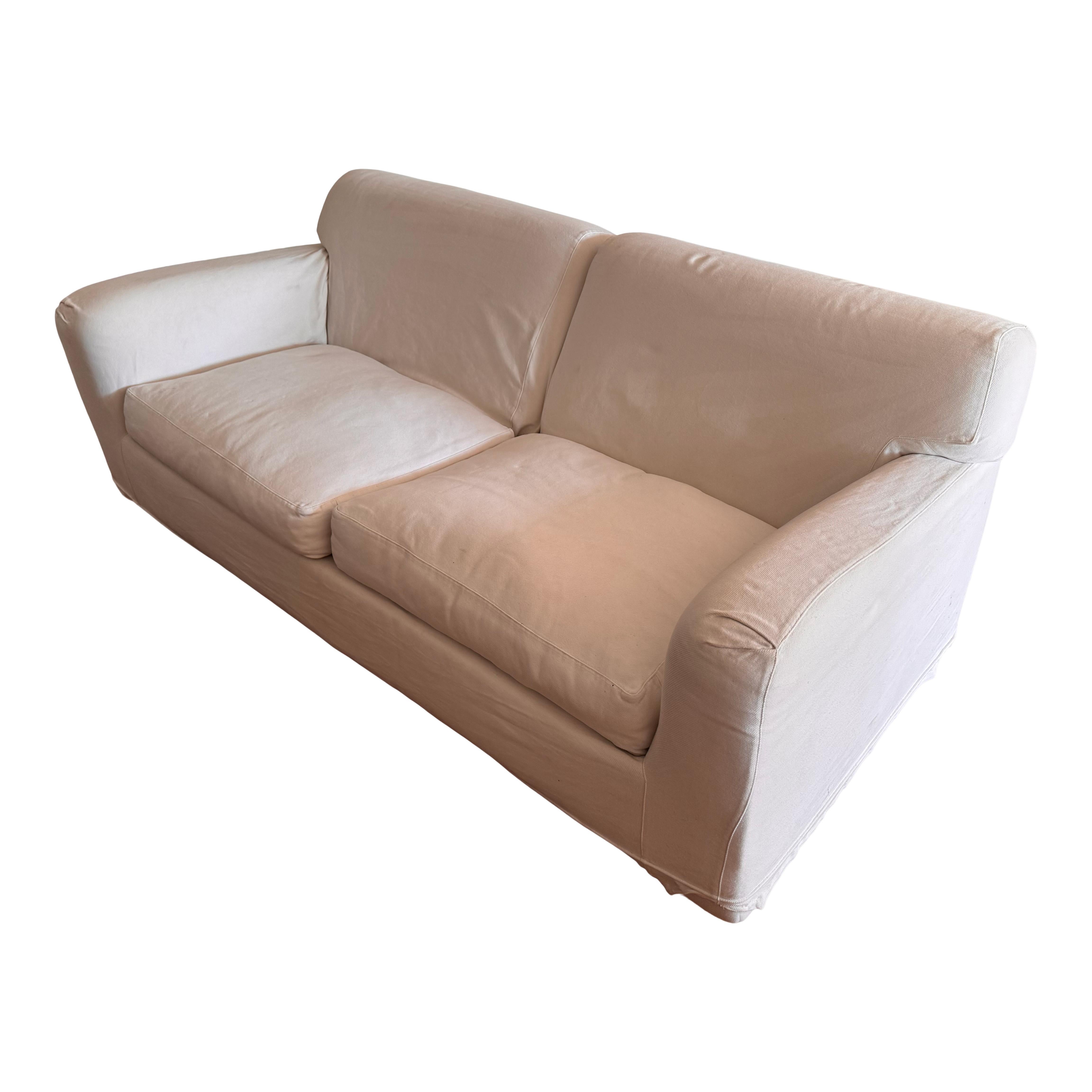 Modern Vico Magistretti White Cotton Hovercraft Two-Seater Sofa for De Padova, 1996 For Sale