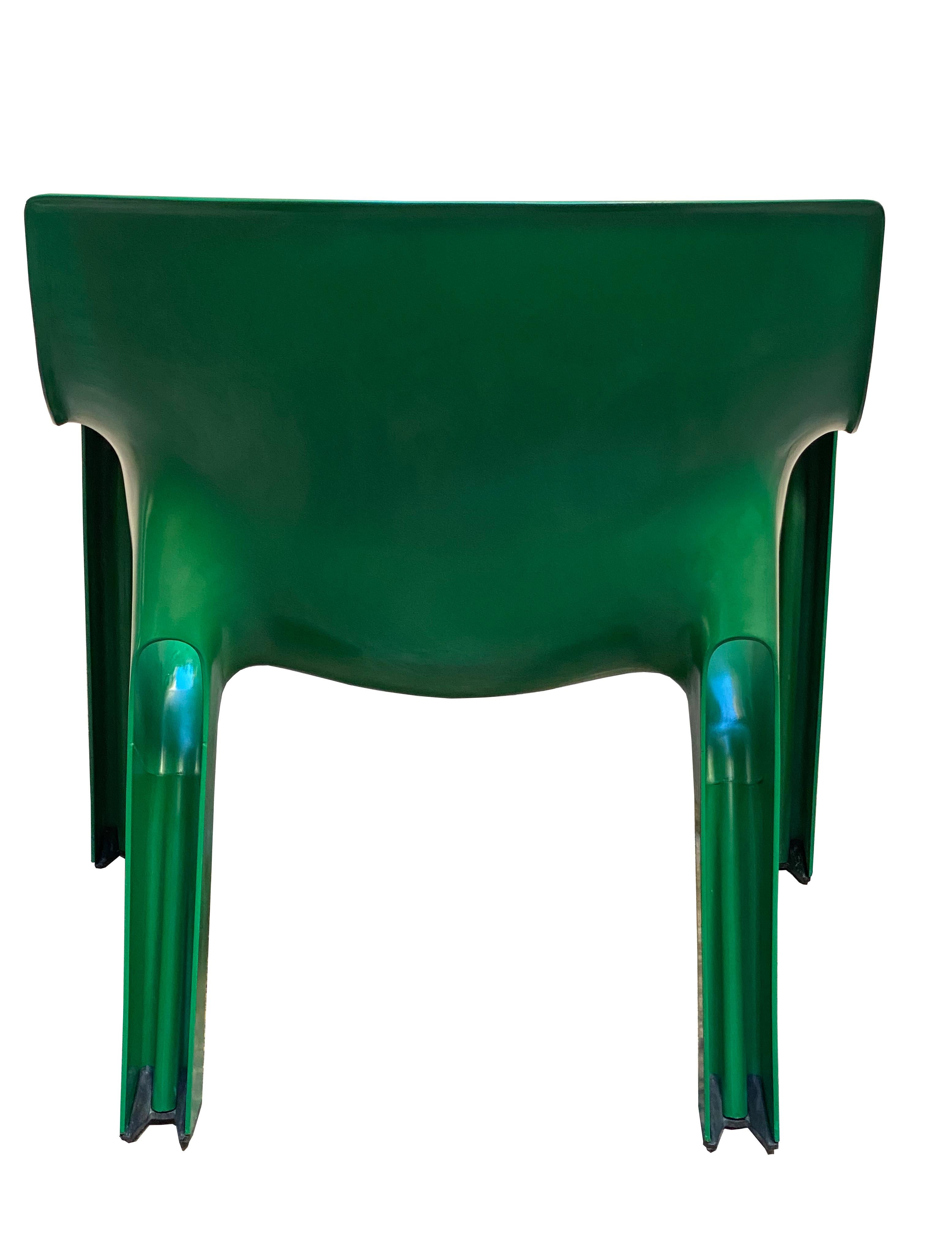 Italian Vico Magiustretti for Artemide Green Vicario Lounge Chair, Italy, 1970s