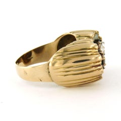 Vicorianischer Ring mit Perlen und Diamanten im Rosenschliff (bis zu 0,20ct) aus 14k Gold