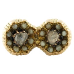 Vicorianischer Ring mit Perlen und Diamanten im Rosenschliff (bis zu 0,20ct) aus 14k Gold