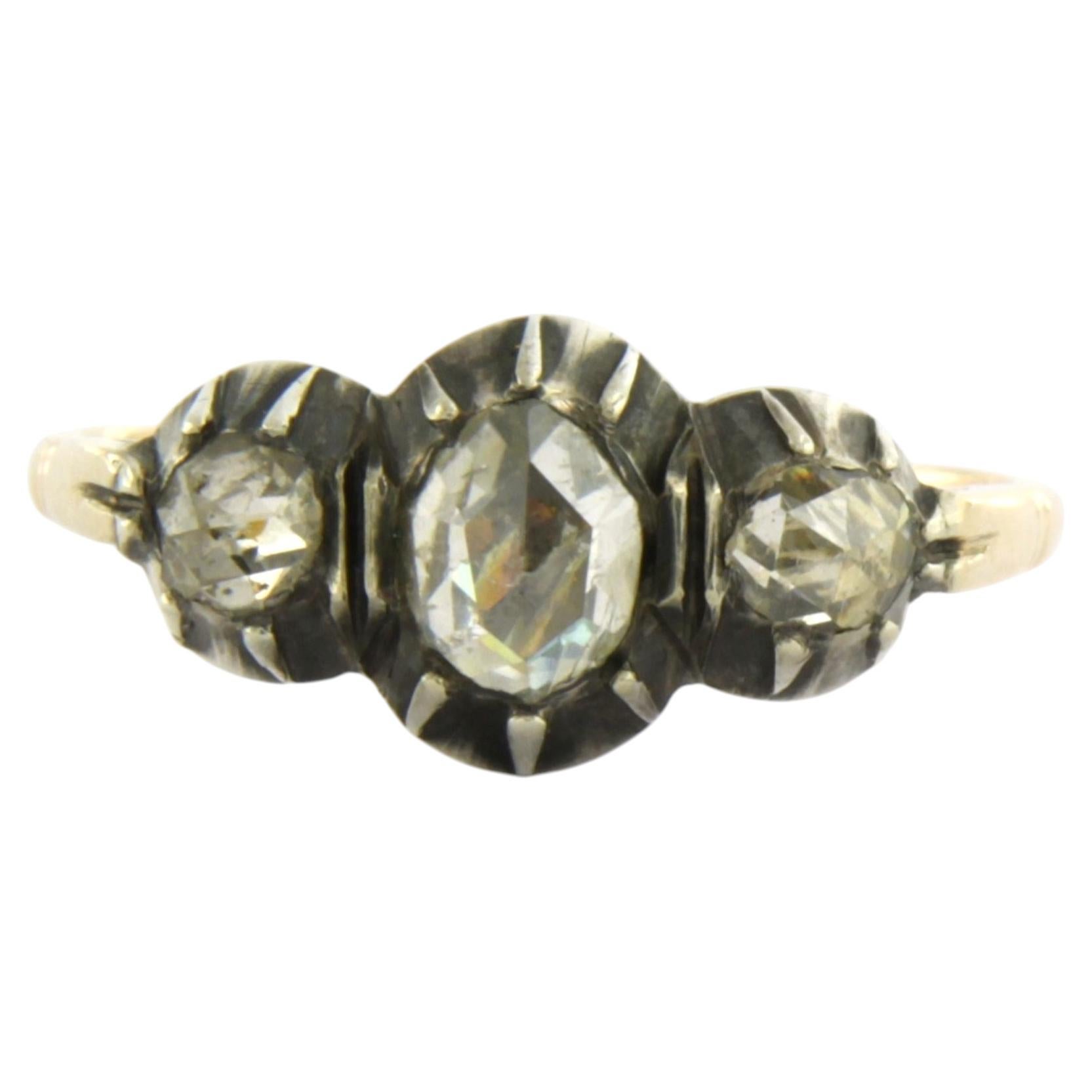 Ring im viktorianischen Stil mit Diamanten im Rosenschliff bis zu 0,50 ct, aus 14-karätigem Gold und Silber