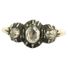 Bague victorienne sertie de diamants taille rose d'un poids total allant jusqu'à 0,50 ct, en or 14 carats et en argent