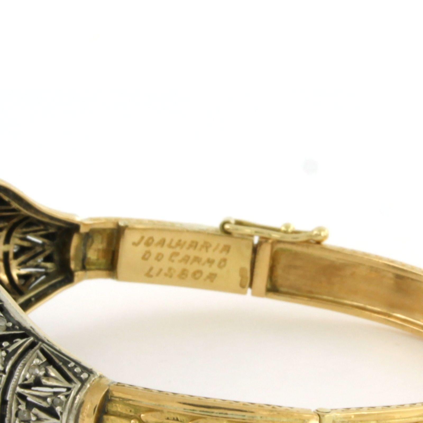 Taille vieille Europe Bracelet vicomte avec diamants de taille ancienne européenne et rose, or 18k et argent en vente