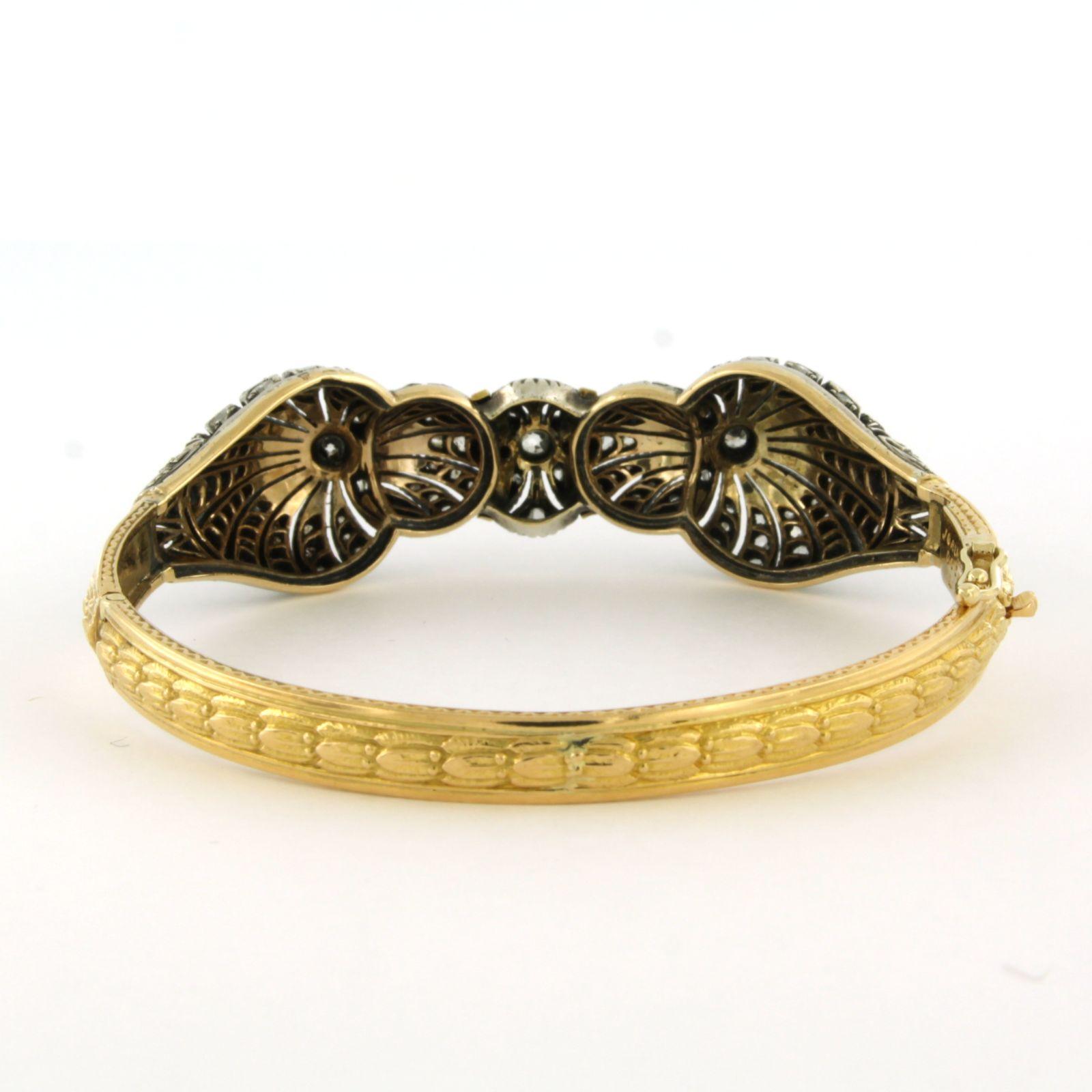 Bracelet vicomte avec diamants de taille ancienne européenne et rose, or 18k et argent Excellent état - En vente à The Hague, ZH