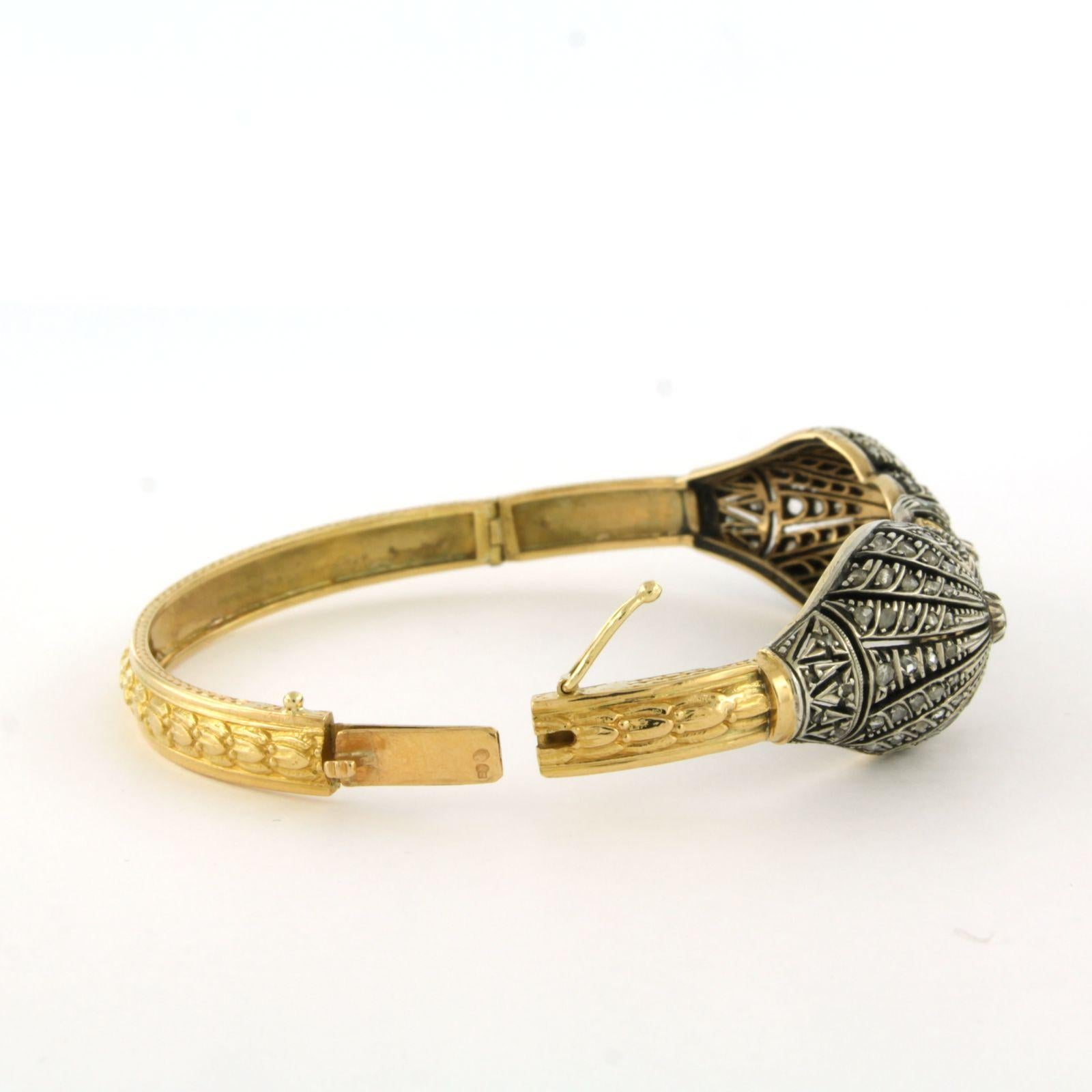 Vicotorian bracelet with old European and rose cut diamonds 18k gold and silver For Sale 2