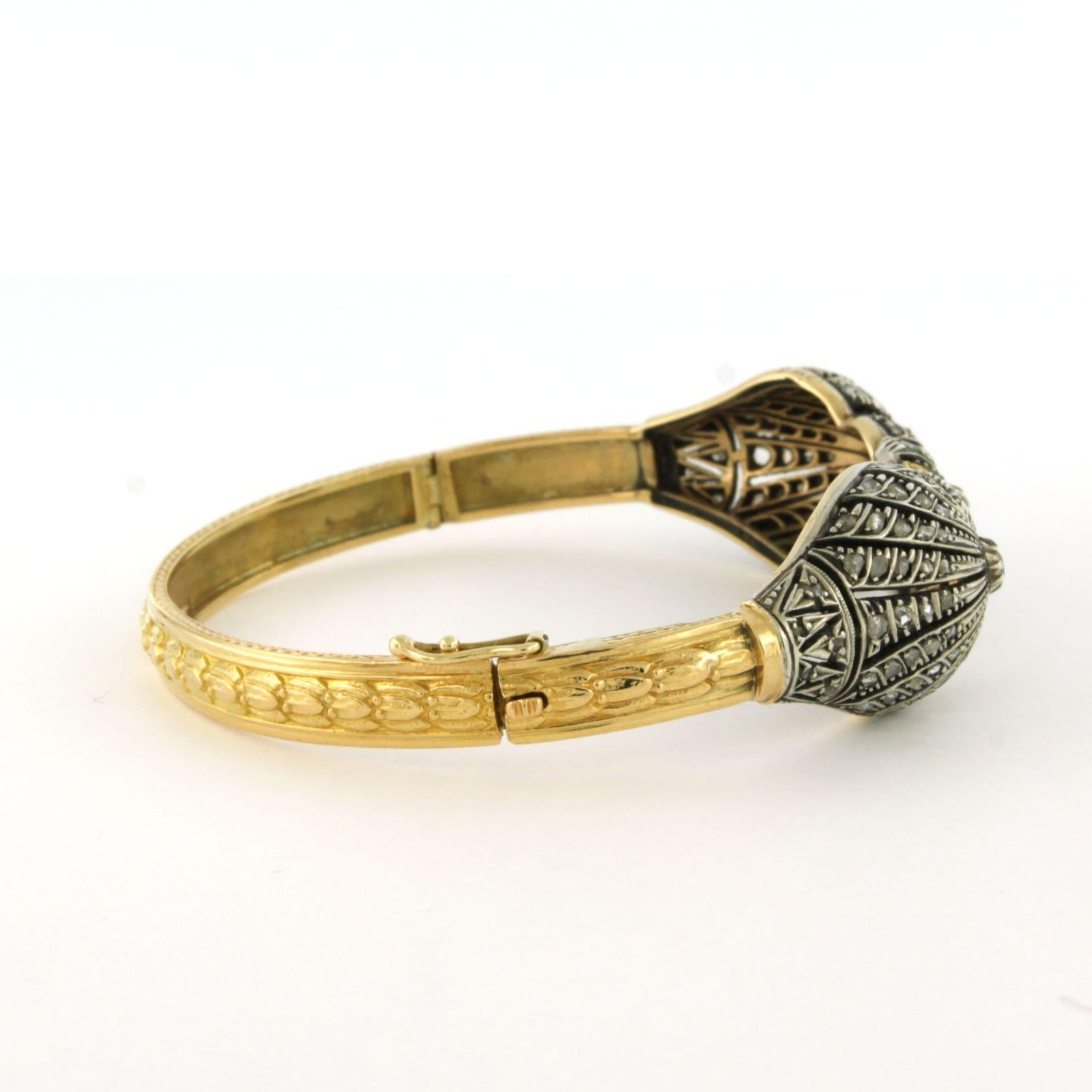 Vicotorian bracelet with old European and rose cut diamonds 18k gold and silver For Sale 3