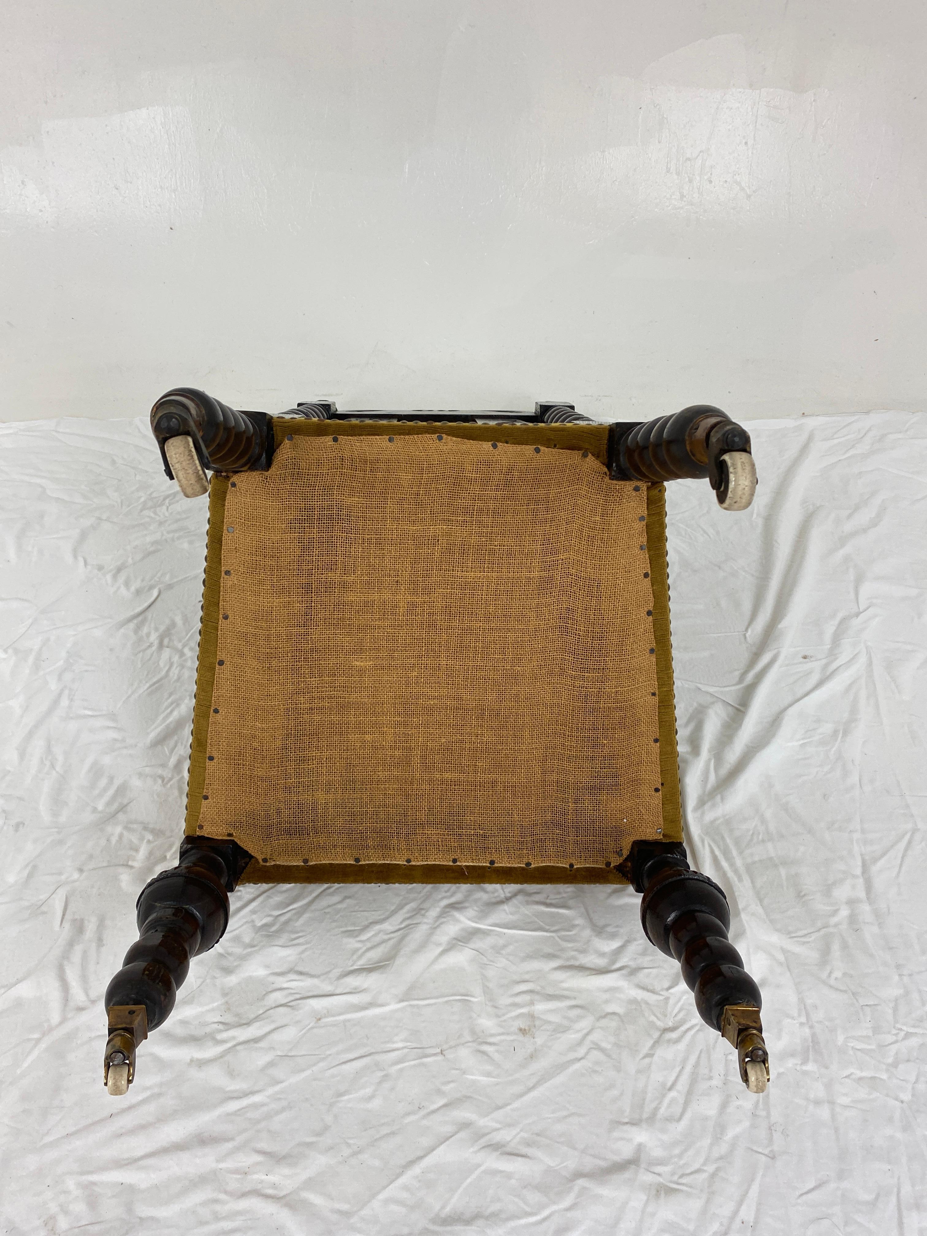 Vict. Carved Oak Jacobean Bobbin Upholstered Nursing Chair, Scotland 1880, H859 For Sale 3