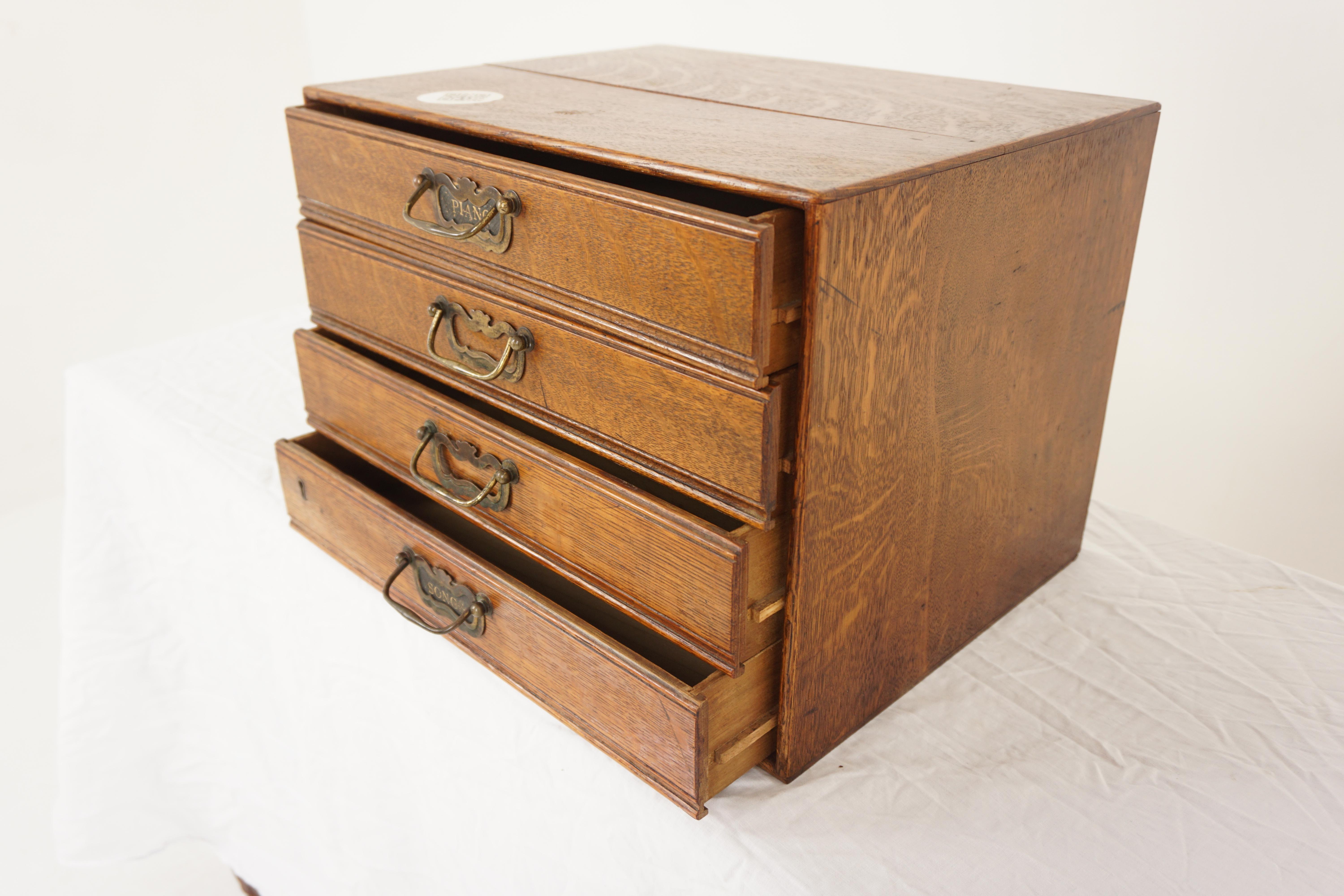 20th Century Vict. Oak Table Top Stationary Drawer File/Music Cabinet, Scotland 1900, H855