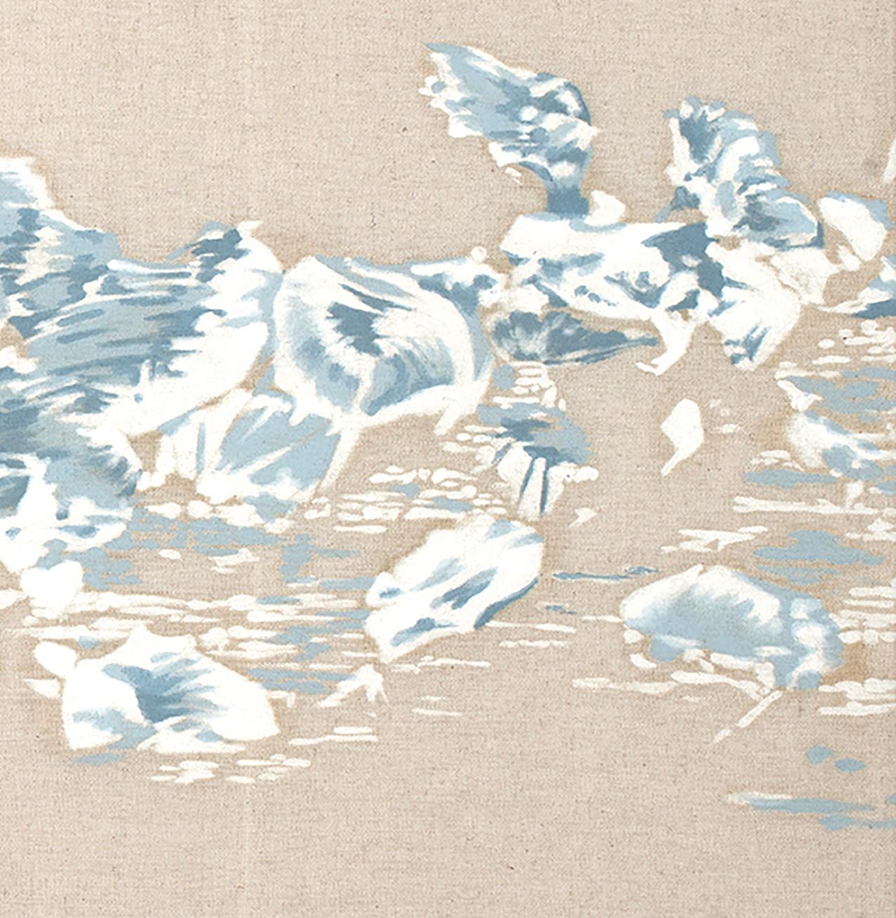 Línea Lotus - Figurative Painting Beige de Victoire Cathalan
