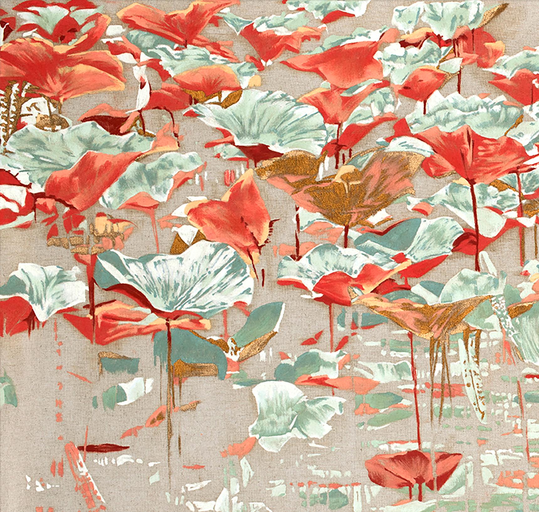 Lotus Sun II - Painting by Victoire Cathalan