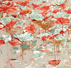 Sol de loto II Pintura al óleo contemporánea sobre lienzo de algodón, 2010-