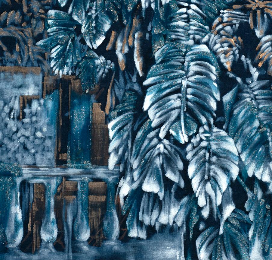 Rio Casa II - Blue Landscape Painting by Victoire Cathalan