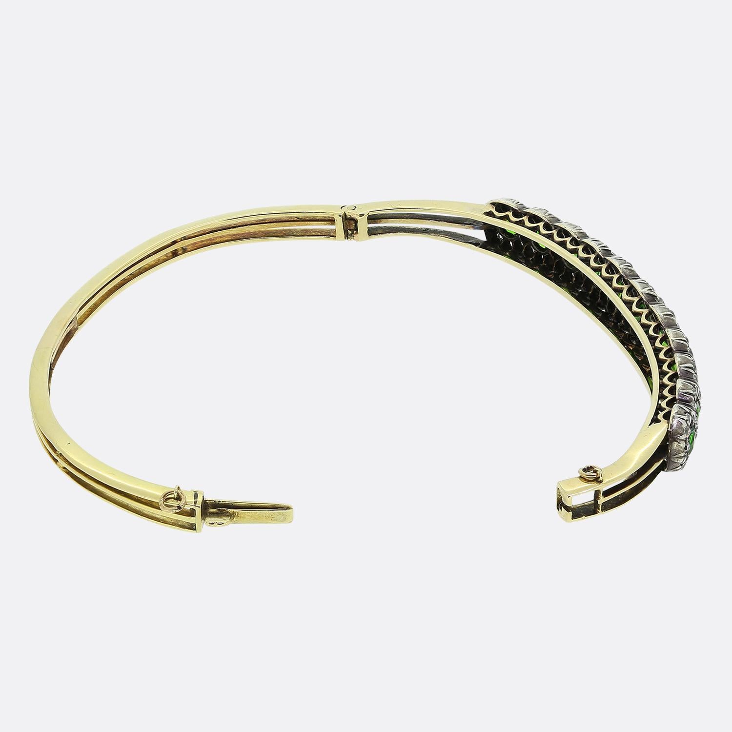 Victoirian Demantoid Garnet and Diamond Bangle In Good Condition For Sale In London, GB