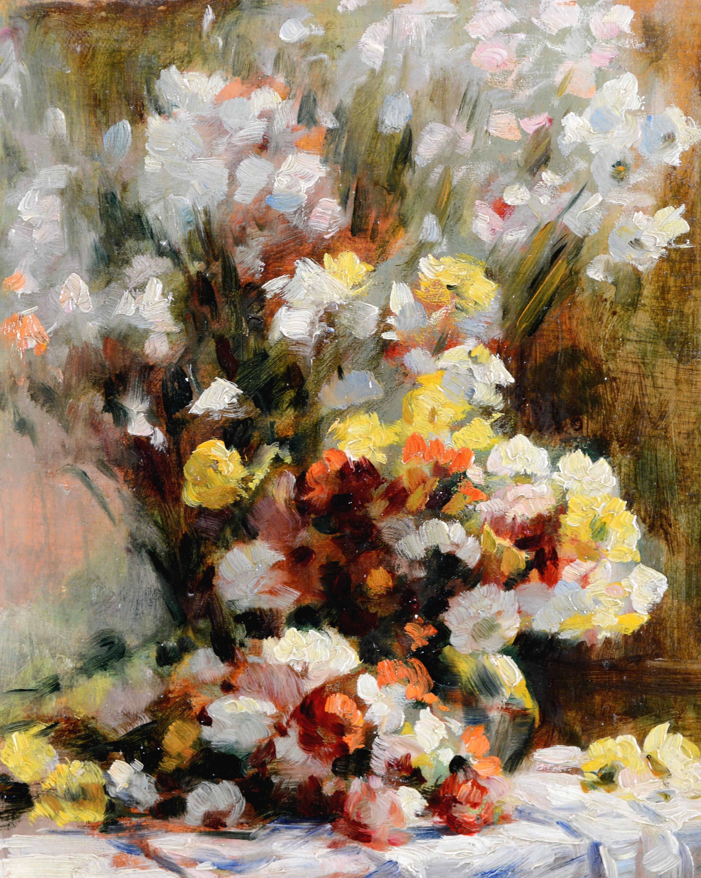 * No hay que pagar aranceles ni impuestos en EE.UU. por este artículo *

Precioso bodegón al óleo sobre tabla, firmado y fechado en 1917, que representa flores sobre una mesa, obra del pintor belga Victor Abeloos.

Bodegón de época Art Déco de