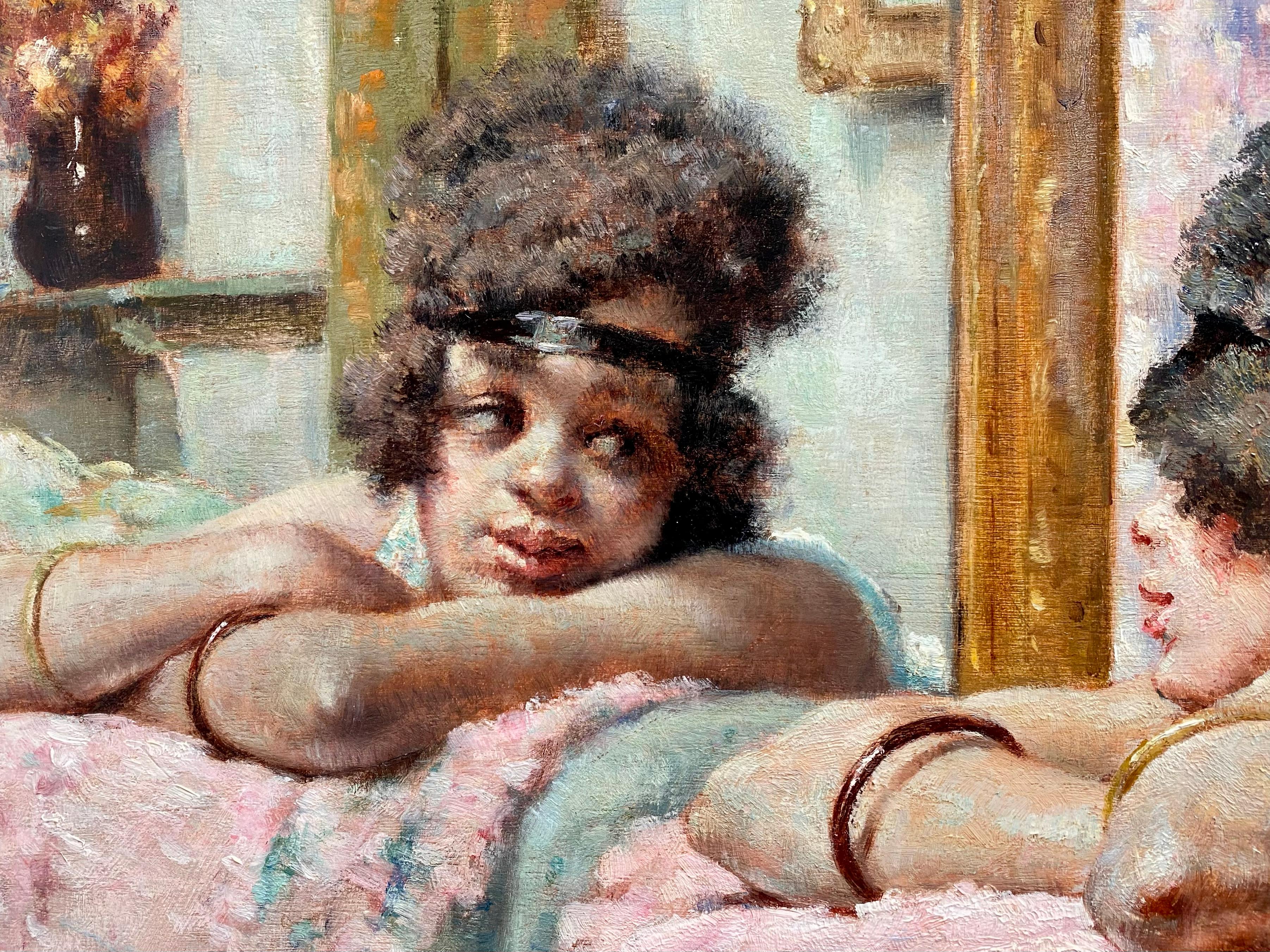'Girl at the Mirror' by Victor Abeloos (1881 – 1965), signed and dated 1920 For Sale 1