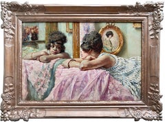 Muchacha ante el espejo" de Victor Abeloos (1881 - 1965), firmado y fechado en 1920