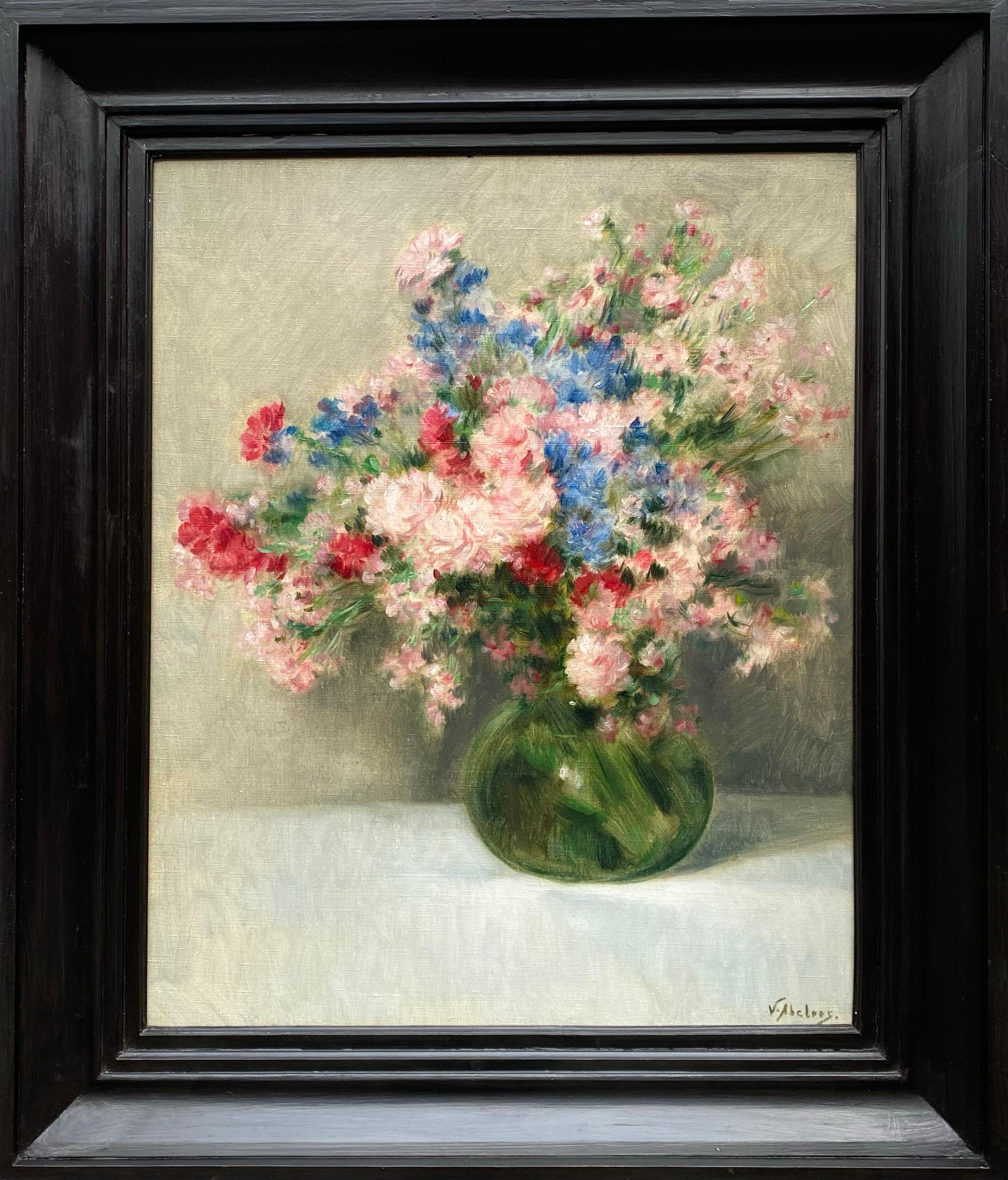 Abeloos, Victor Still-Life Painting - Victor Abeloos, 1881 – 1965, Belgian Painter 'Bouquet of Flowers in a Green Vas'