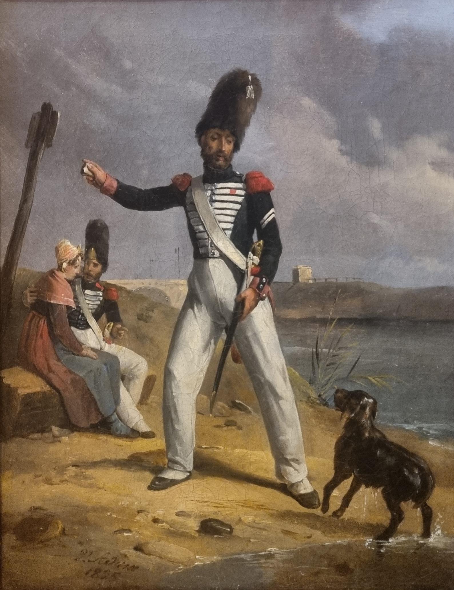 Military Painting Victor ADAM Napoleonic war Soldiers Genre scene 19th