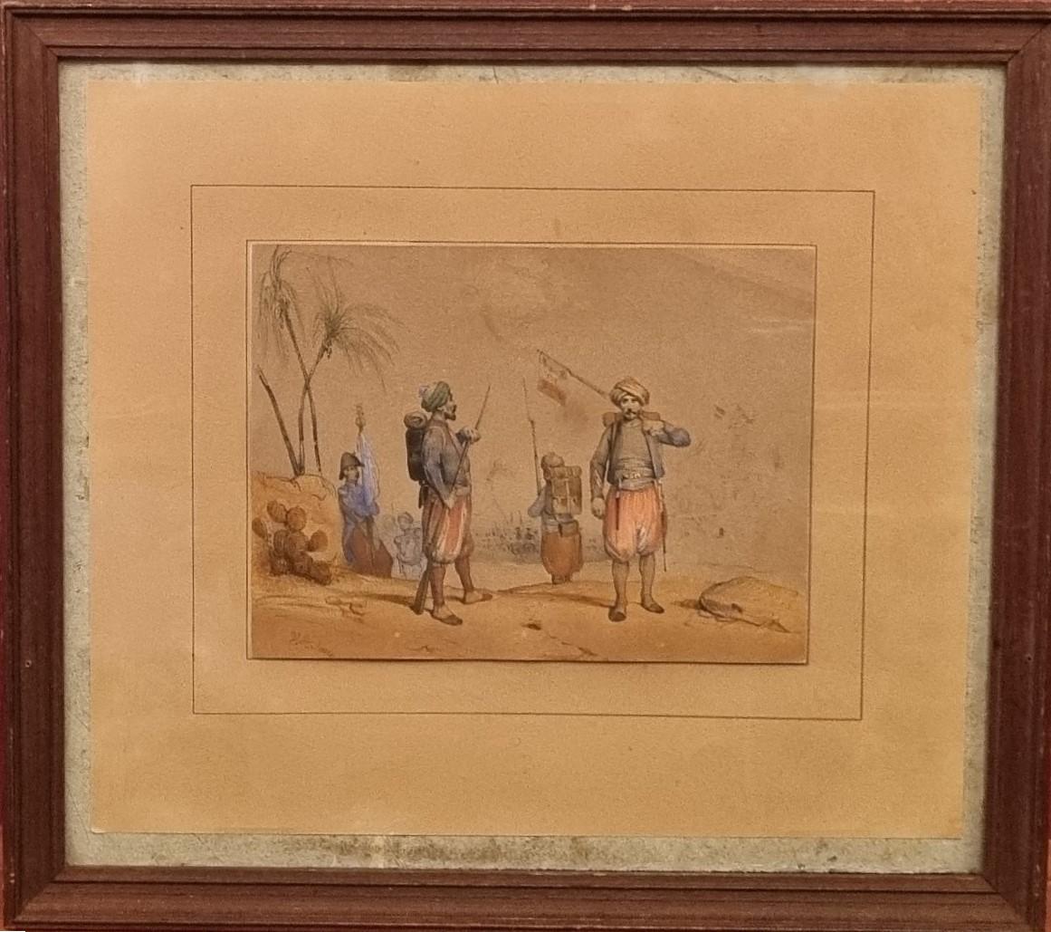 Aquarellpapier Mitte des 19. Jahrhunderts Victor ADAM Zouaves Französische Infanterie Soldaten Militärisches Militär – Art von Victor Adam 