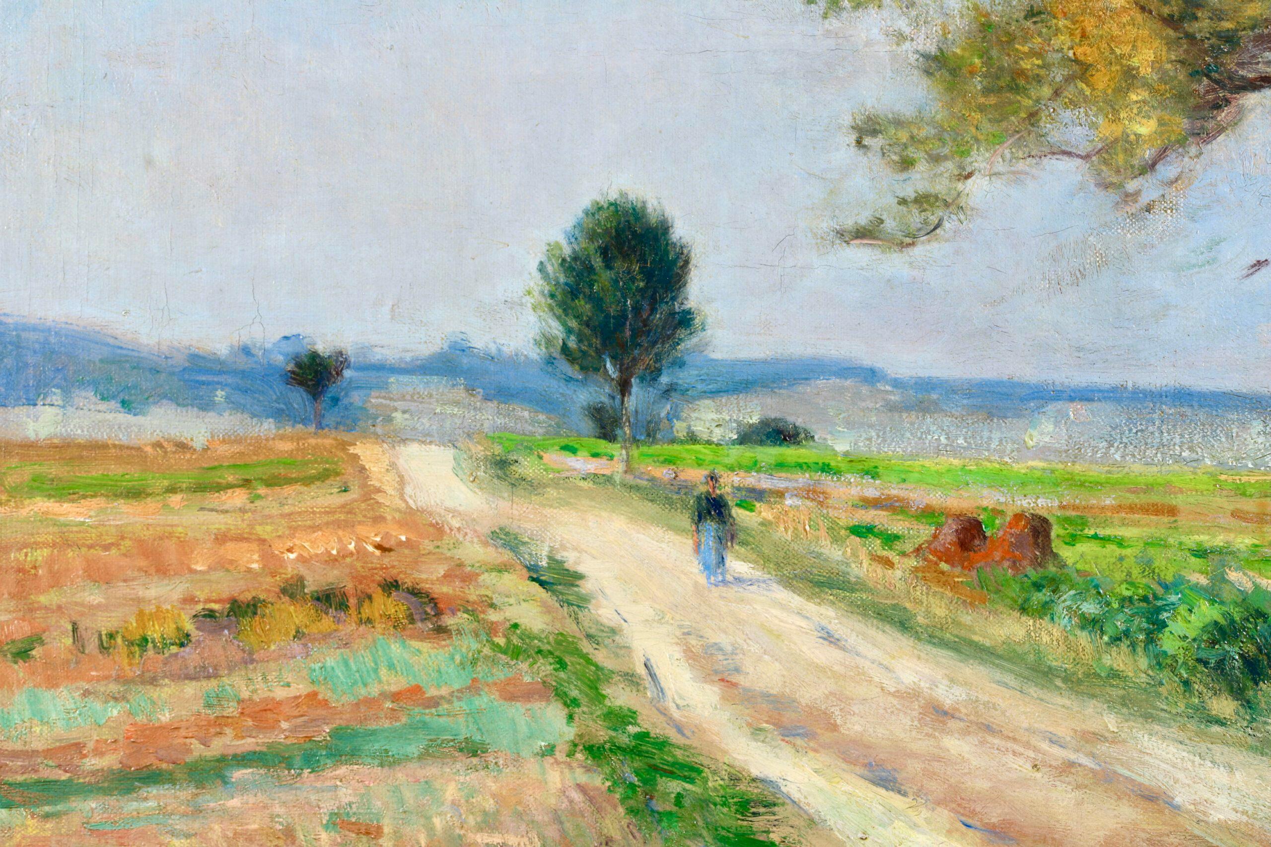 La Route - Impressionist Figure in Landscape Oil Painting by Victor Vignon 2