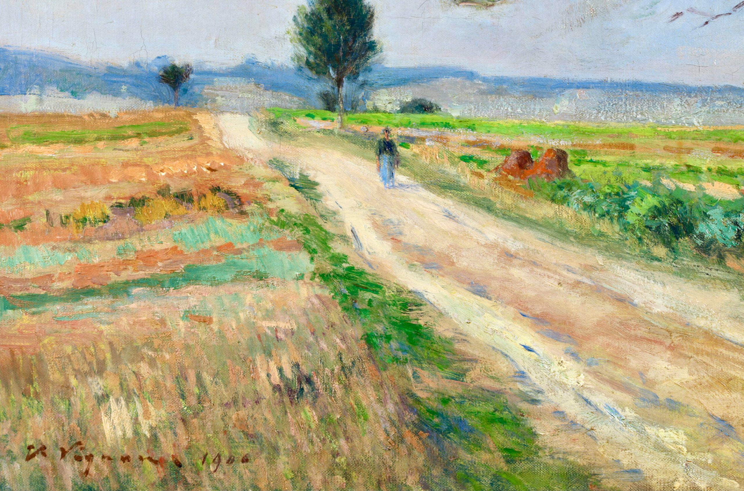 La Route - Impressionist Figure in Landscape Oil Painting by Victor Vignon 3