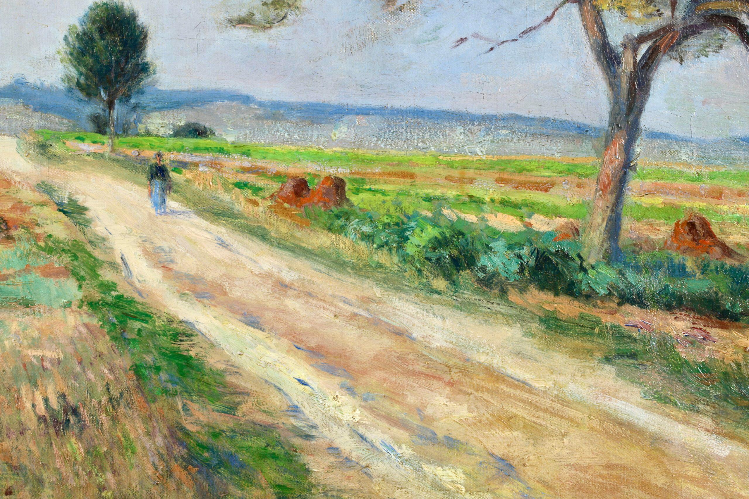 La Route - Impressionist Figure in Landscape Oil Painting by Victor Vignon 4