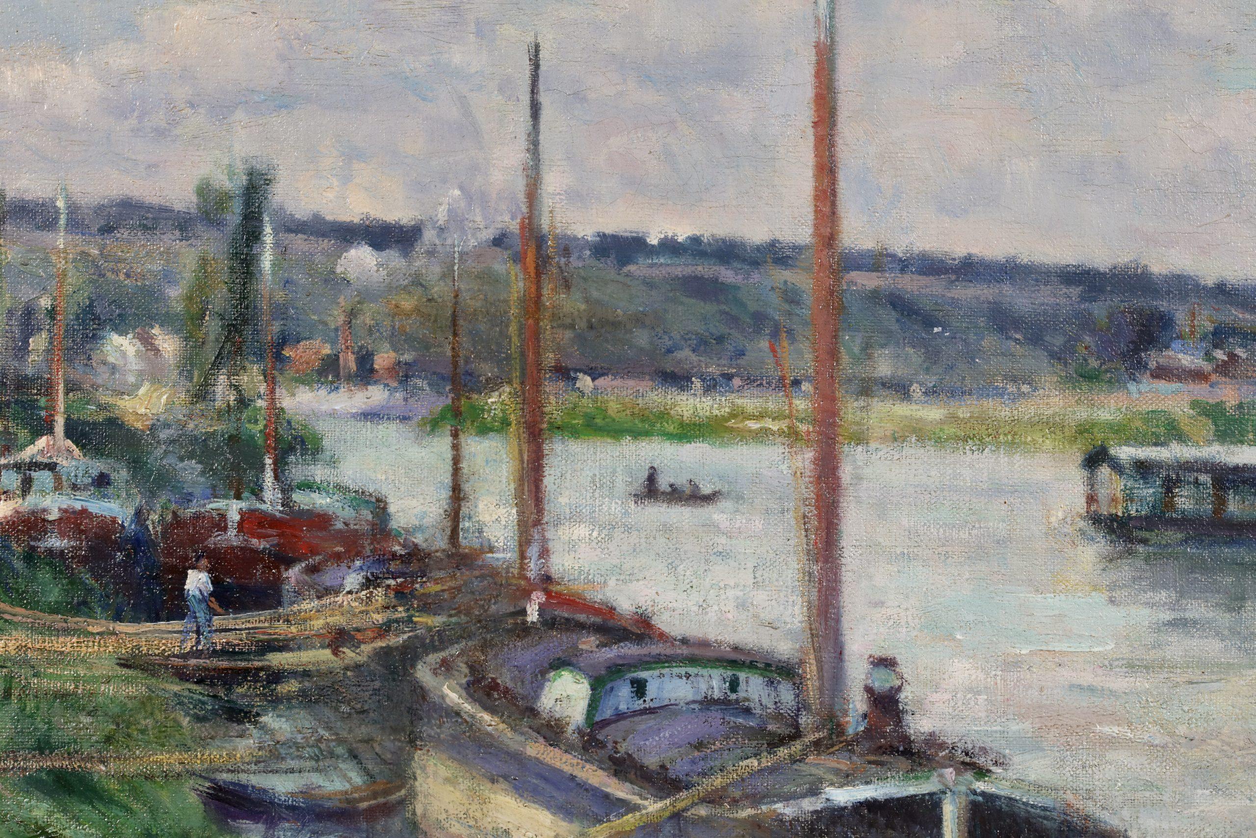 La Seine à Pontoise - Peinture à l'huile impressionniste de Victor Vignon 4