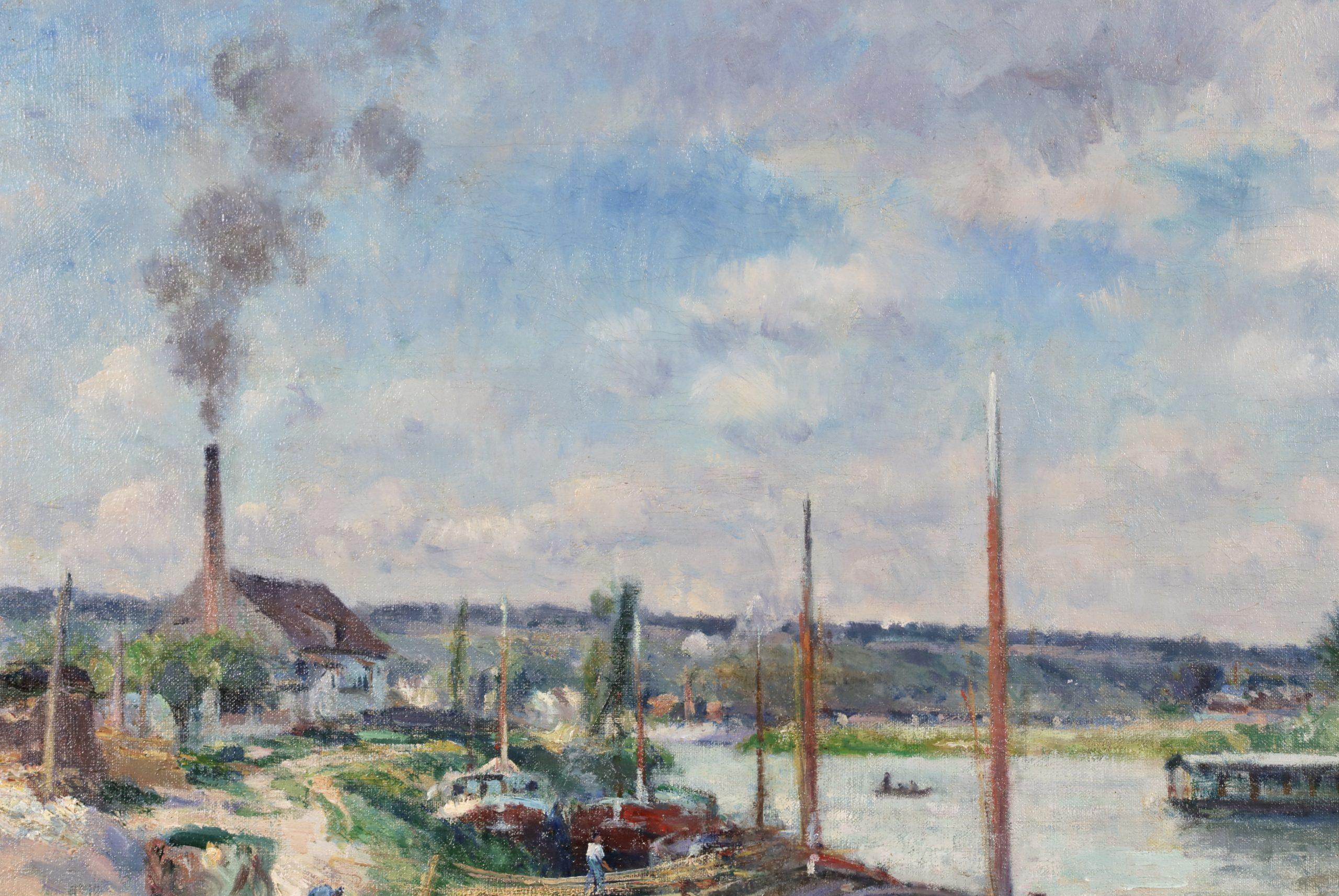 La Seine à Pontoise - Peinture à l'huile impressionniste de Victor Vignon 5