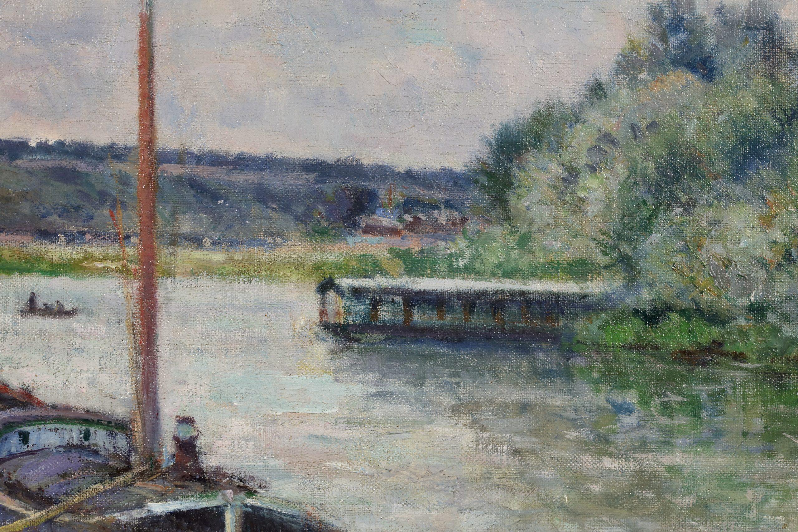La Seine à Pontoise - Peinture à l'huile impressionniste de Victor Vignon 6