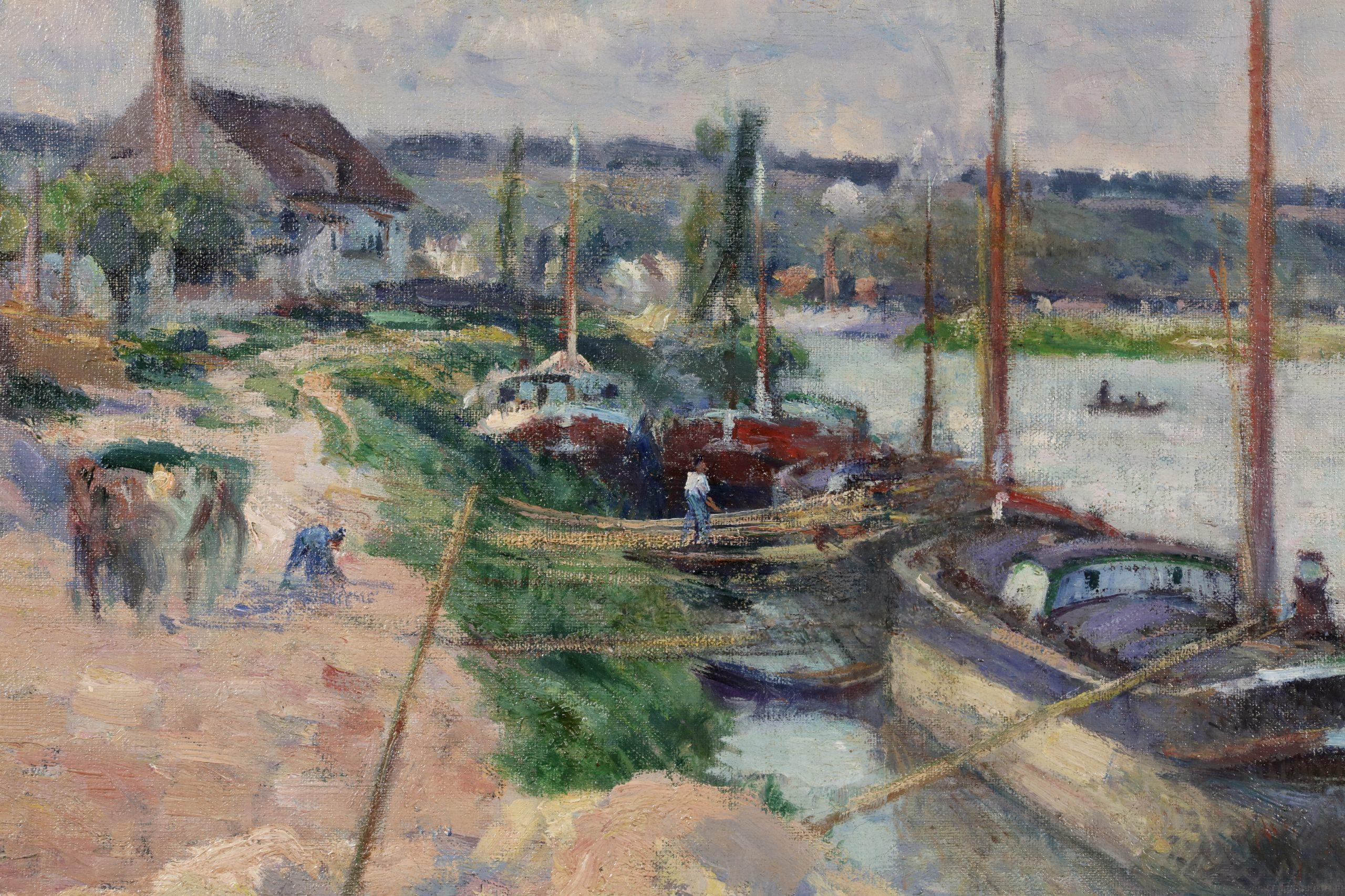 La Seine à Pontoise - Peinture à l'huile impressionniste de Victor Vignon 2