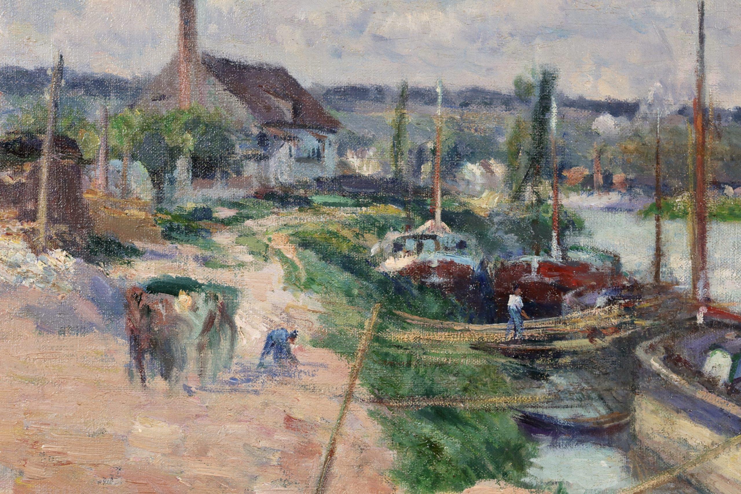 La Seine à Pontoise - Peinture à l'huile impressionniste de Victor Vignon 3