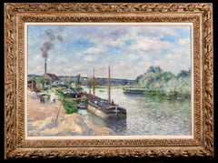 La Seine à Pontoise - Peinture à l'huile impressionniste de Victor Vignon