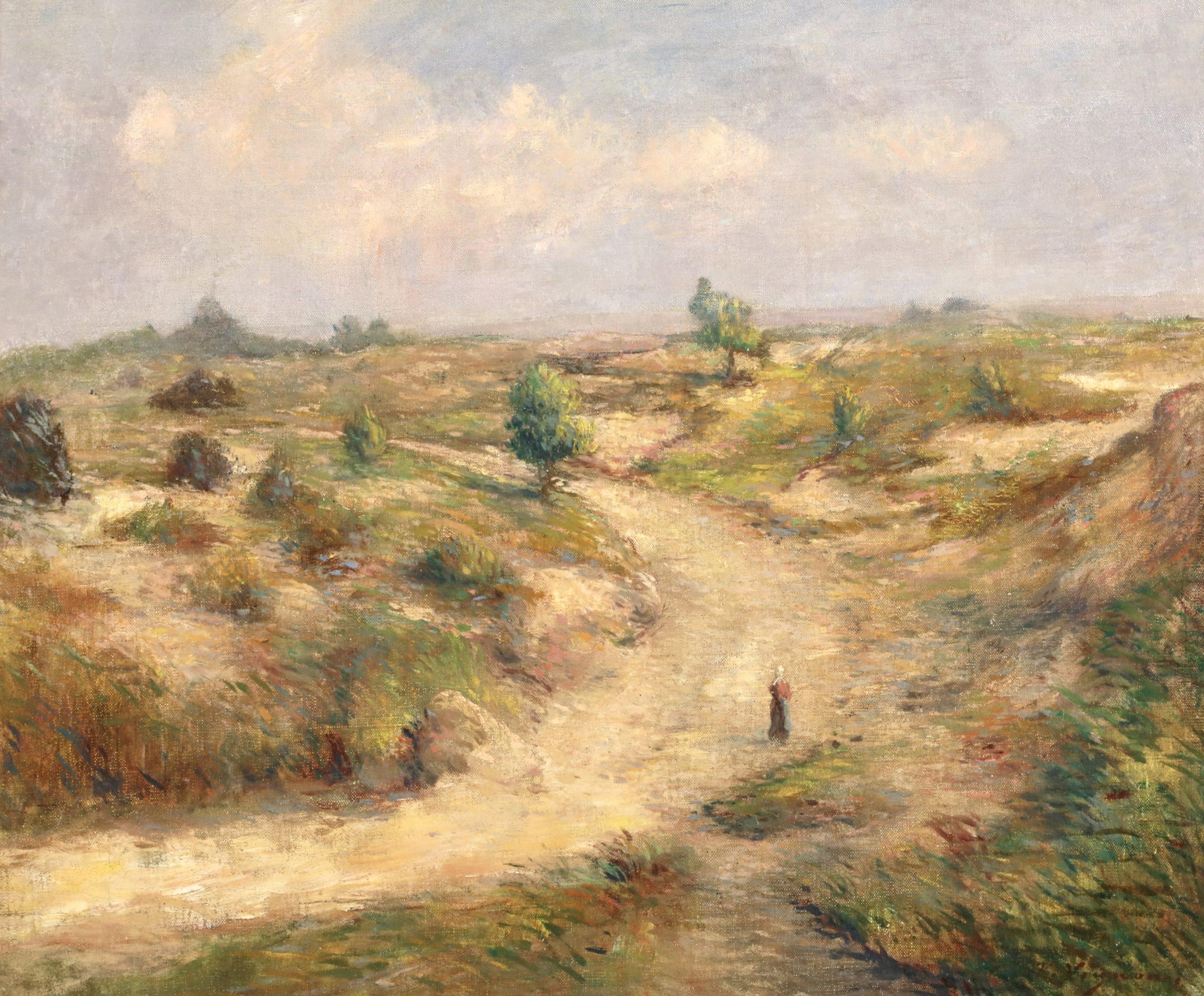 Le chemin du retour - Impressionist Figure in Landscape Oil by Victor Vignon - Painting by Victor Alfred Paul Vignon