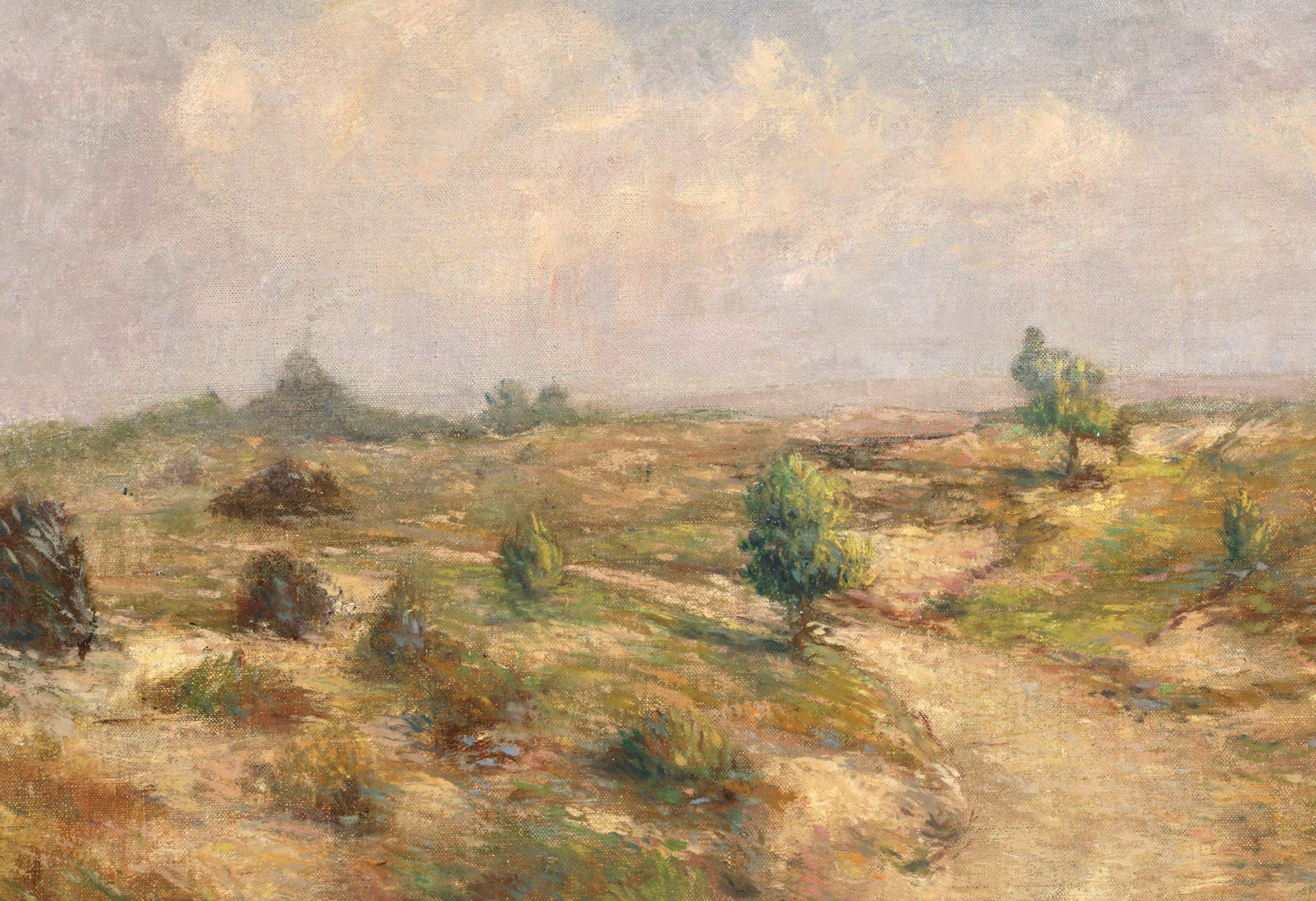 Le chemin du retour - Impressionist Figure in Landscape Oil by Victor Vignon - Brown Landscape Painting by Victor Alfred Paul Vignon