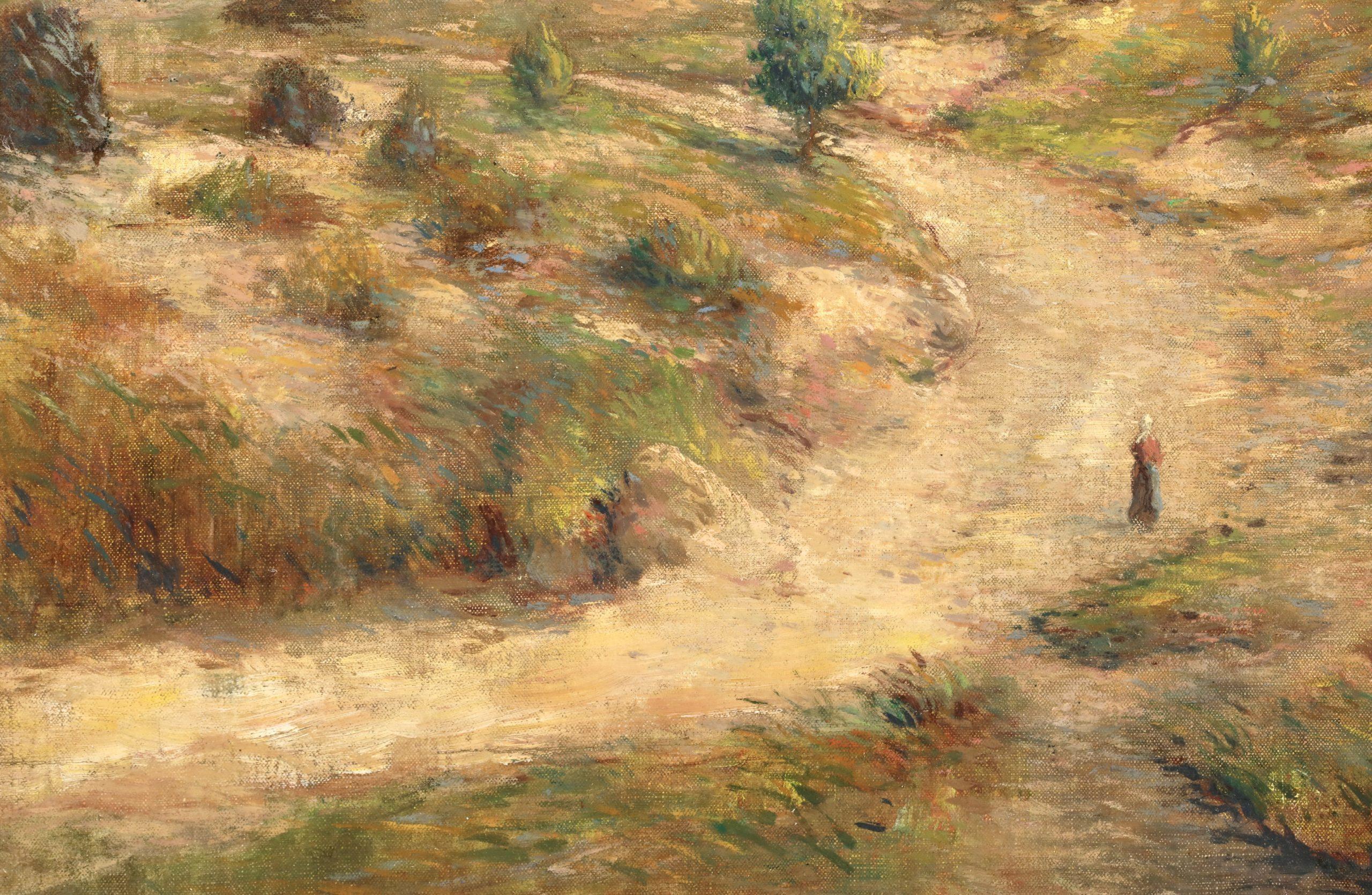 Le chemin du retour - Impressionist Figure in Landscape Oil by Victor Vignon For Sale 2