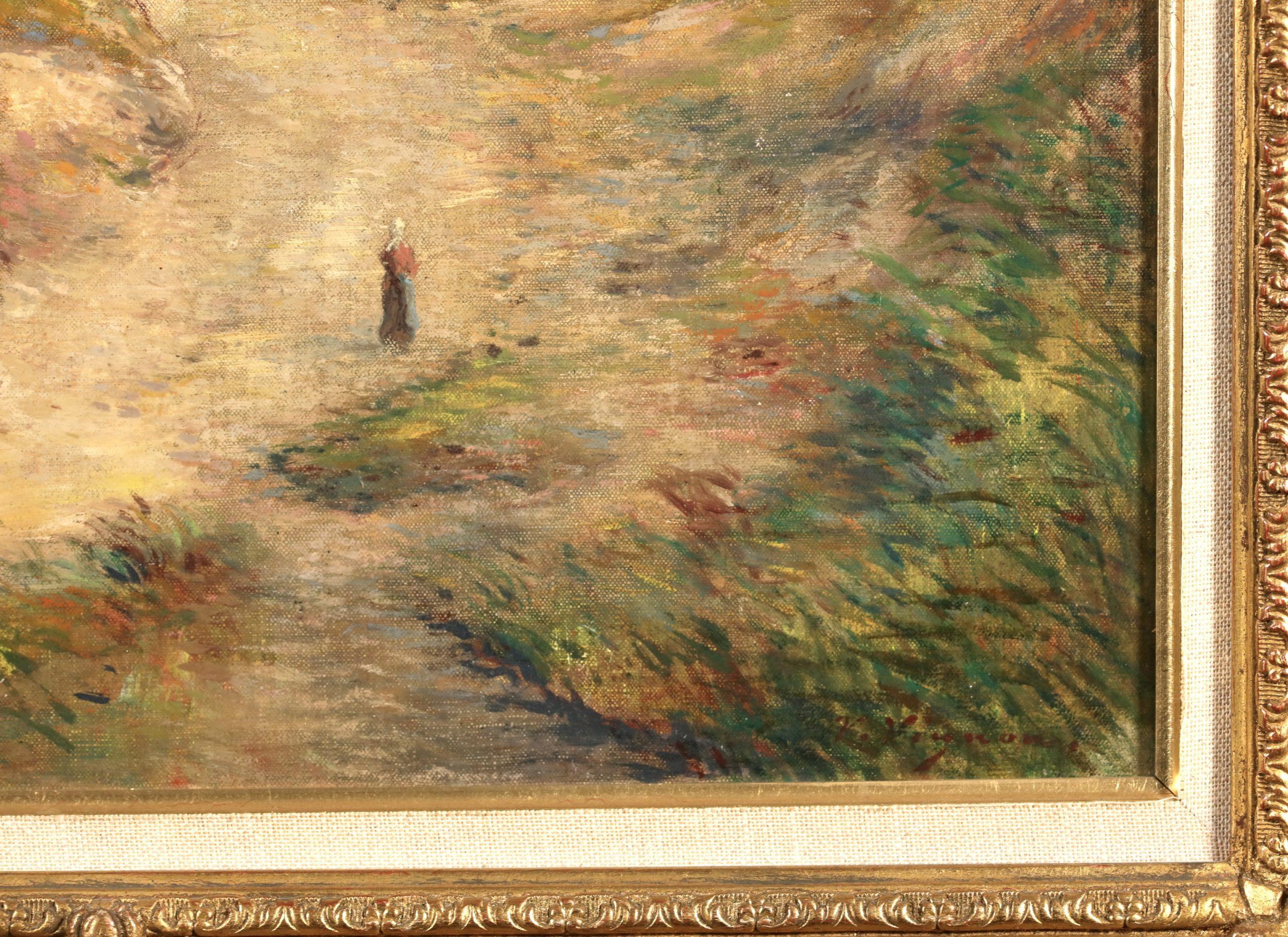 Le chemin du retour - Impressionist Figure in Landscape Oil by Victor Vignon For Sale 4