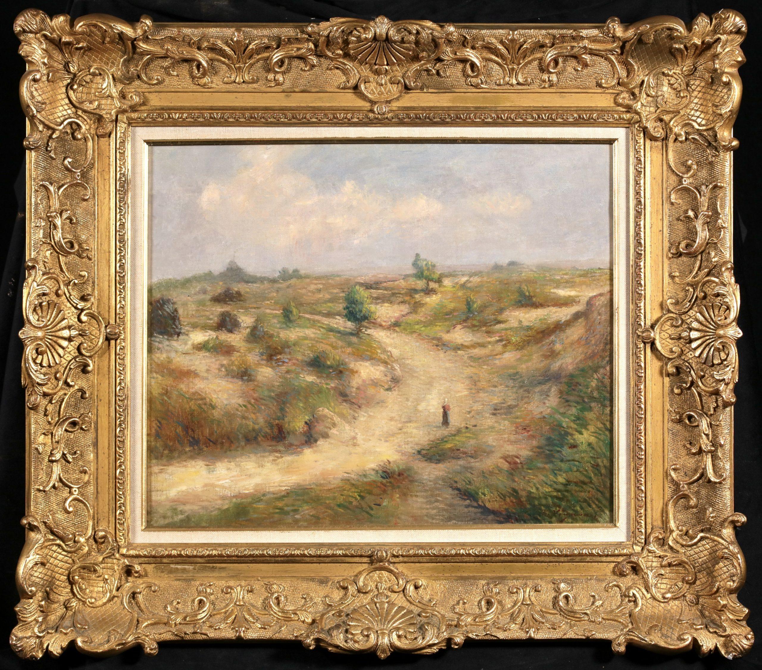 Victor Alfred Paul Vignon Landscape Painting - Le chemin du retour - Impressionist Figure in Landscape Oil by Victor Vignon