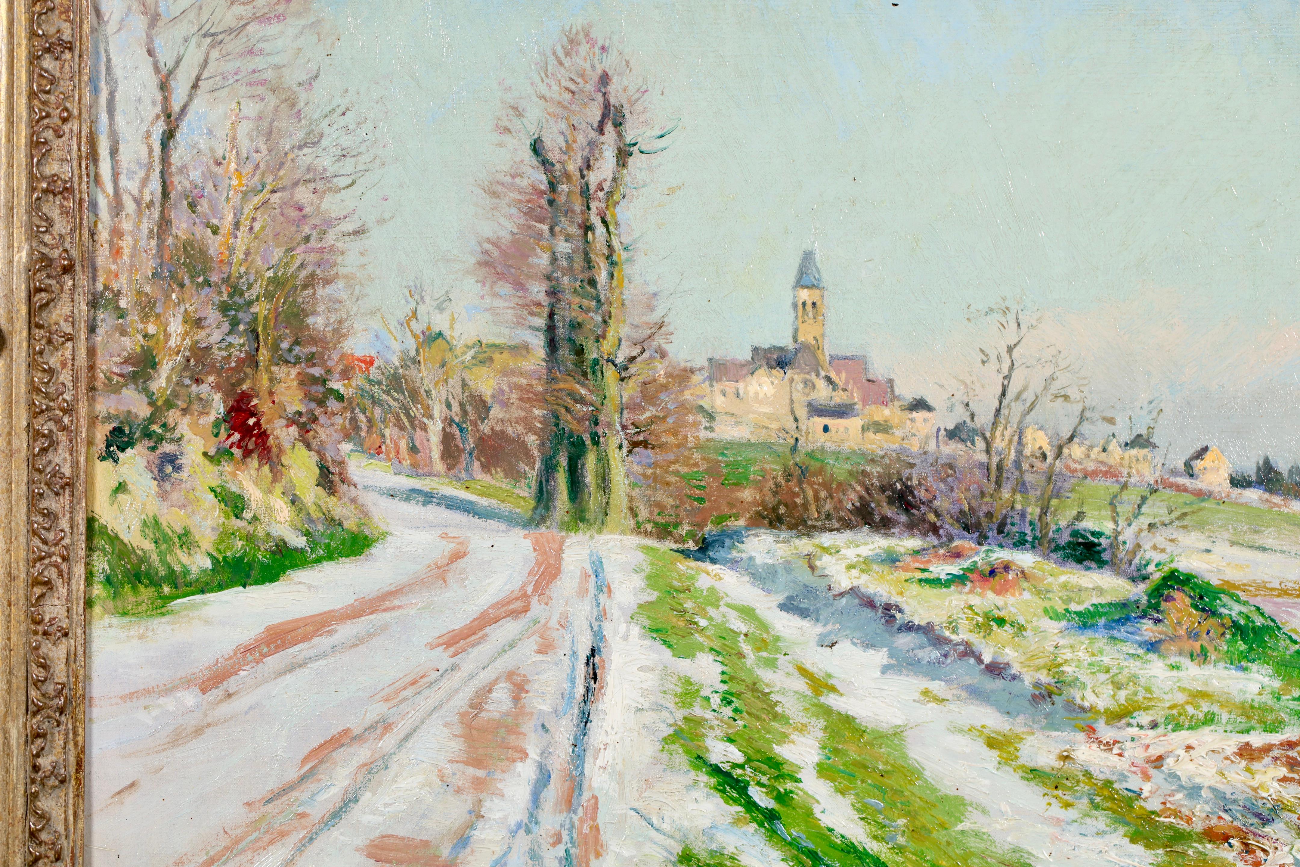 Paysage de l'Oise - Peinture à l'huile impressionniste de Victor Vignon en vente 1