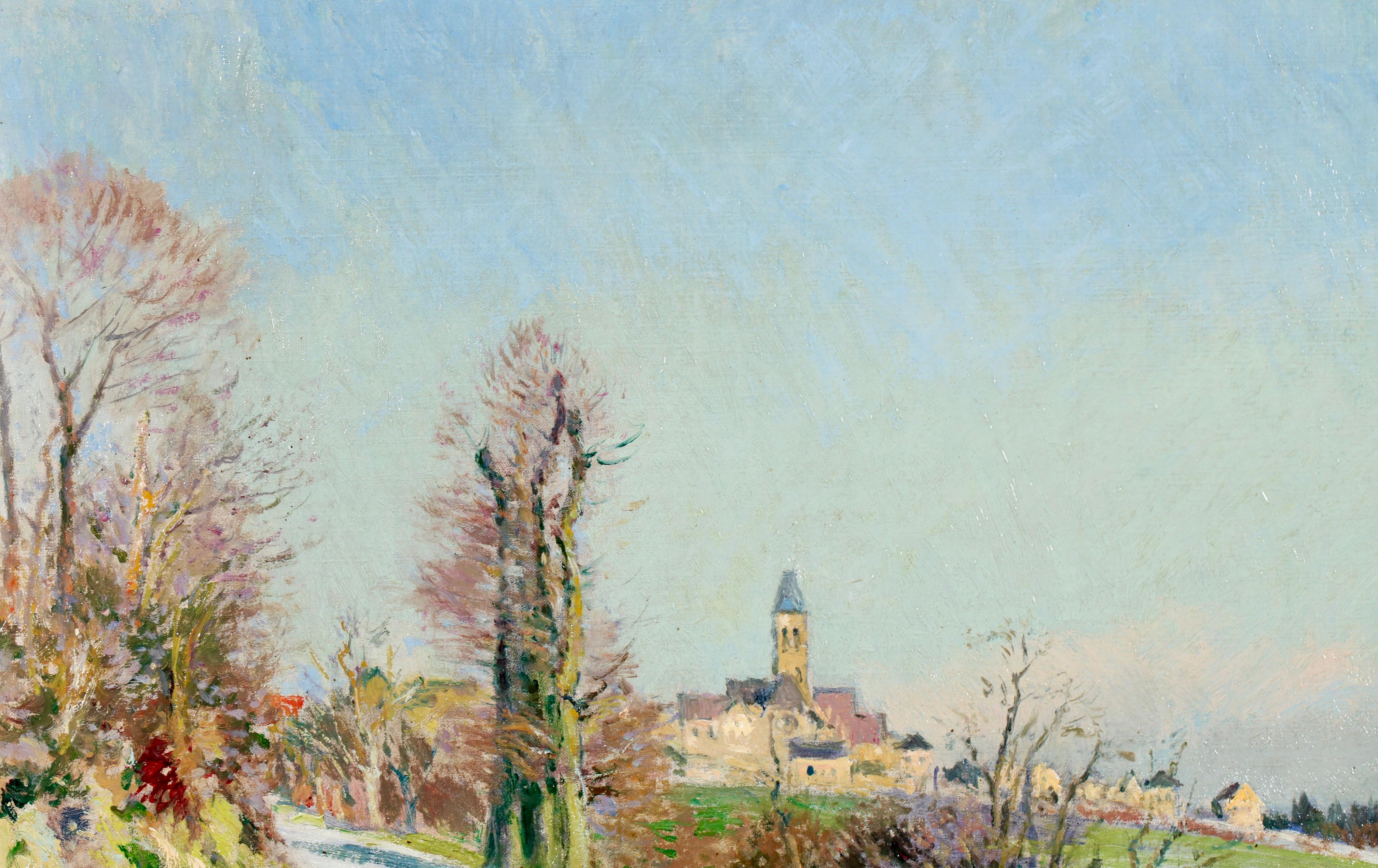 Paysage de l'Oise - Peinture à l'huile impressionniste de Victor Vignon en vente 2