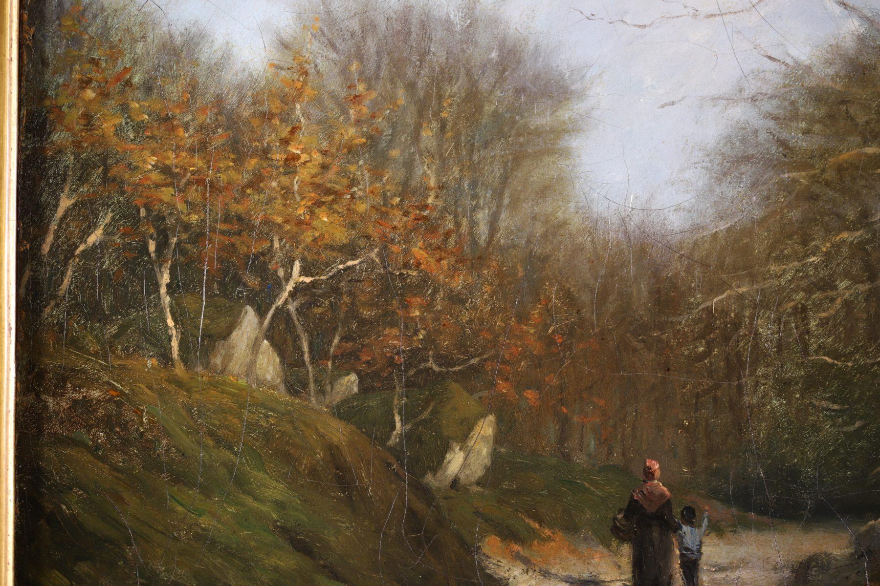 Winter - Fontainbleau Forest - Impressionist Oil, Landscape by Victor Vignon For Sale 3